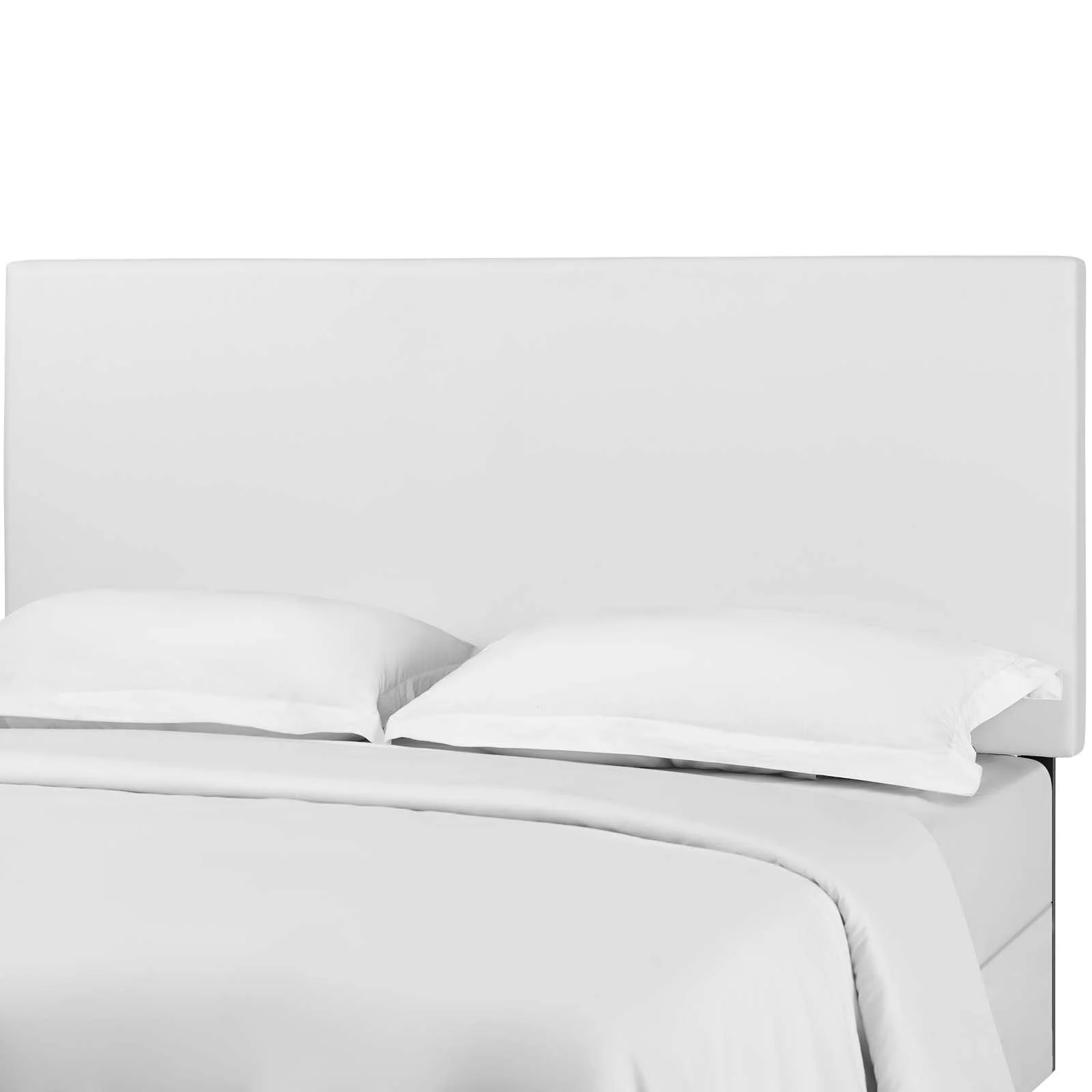Contemporary Modern Urban Designer Bedroom Full and Queen Size Headbaord, Faux Vinyl Leather, White
