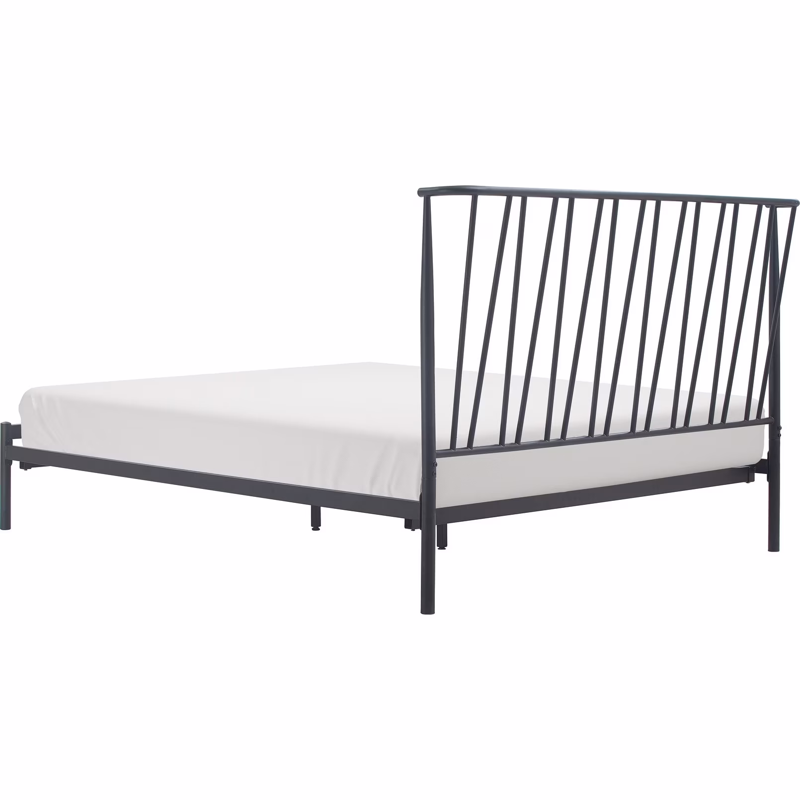 Porch & Den Adore Decor Stella Modern Bedframe with Curved Metal Headboard, Black Queen