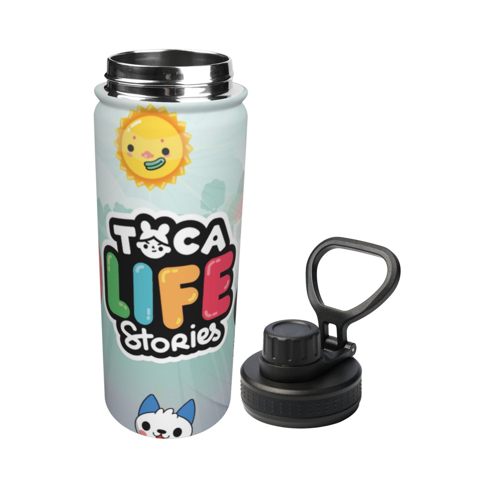 Toca Boca Life Building A Story Sports Insulated Water Bottles Kettle Stainless Steel Portable Cup18OZ For Travel Gym School