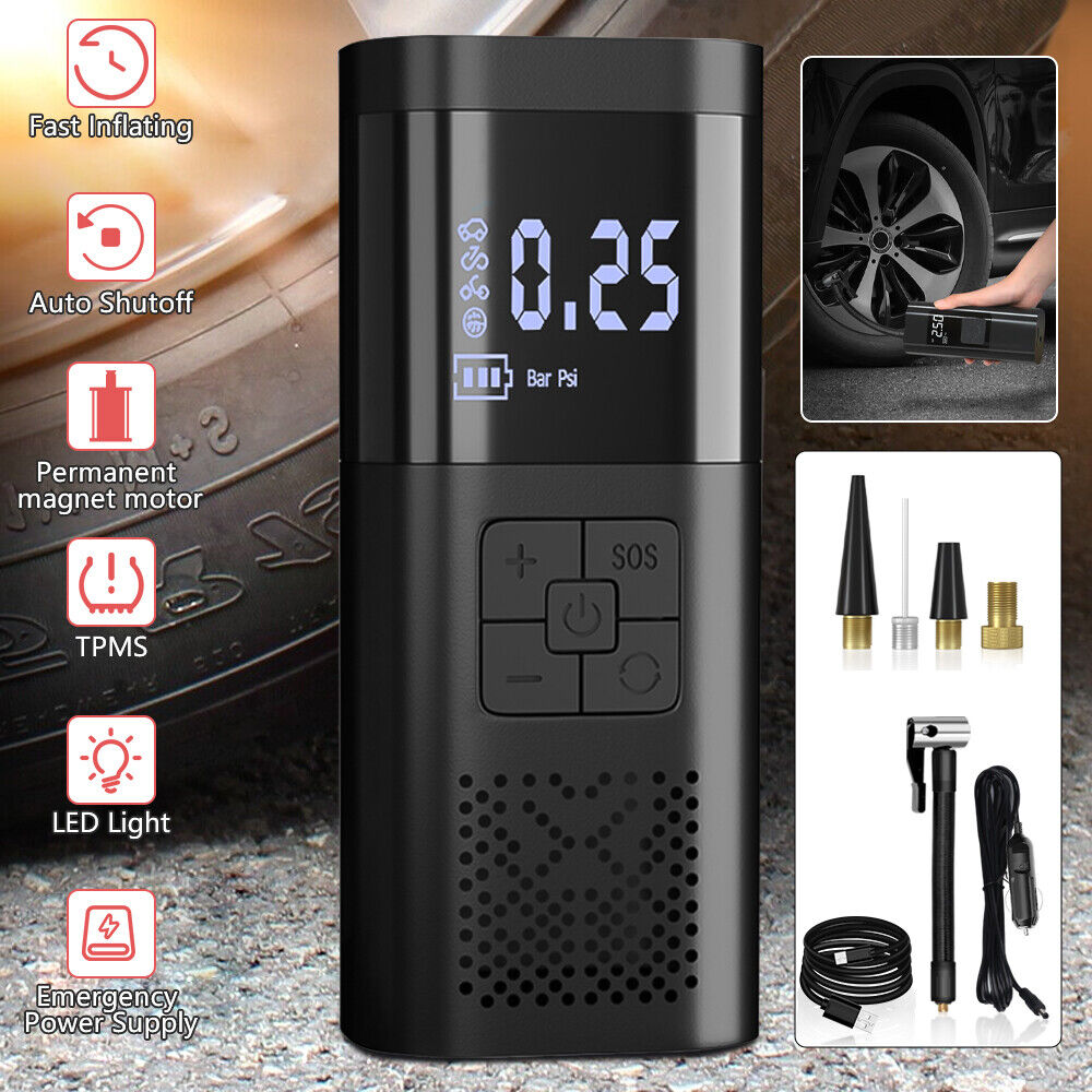 MDHAND Portable 150PSI Car Digital Electric Tire Inflator LCD Smart Air Pump Compressor 12V for Car, Bike, Motorcycle