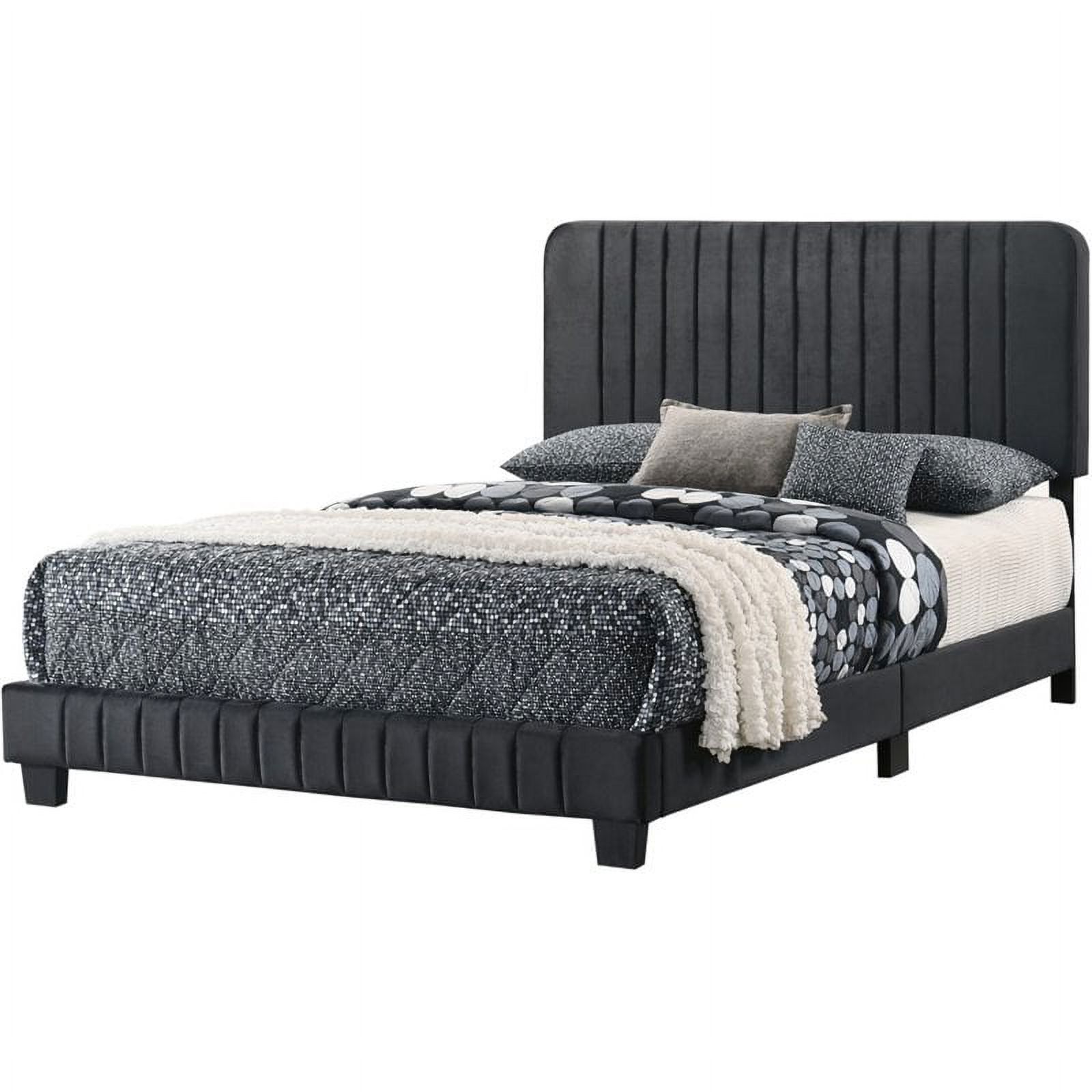 Maklaine Modern Upholstered Velvet Upholstered King Bed in Black