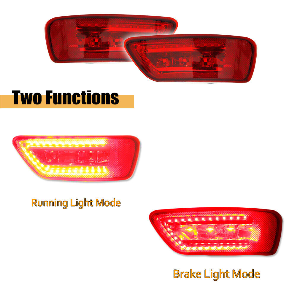 GTINTHEBOX 2x Red Lens Rear Bumper Tail Brake Lights For 2011-2020 Jeep Grand Cherokee Compas