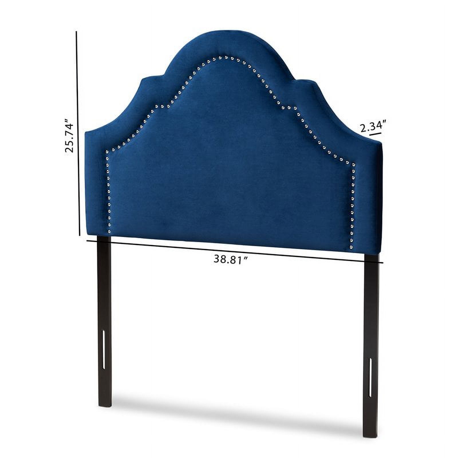Bowery Hill Modern Velvet and Wood Twin Headboard in Navy Blue