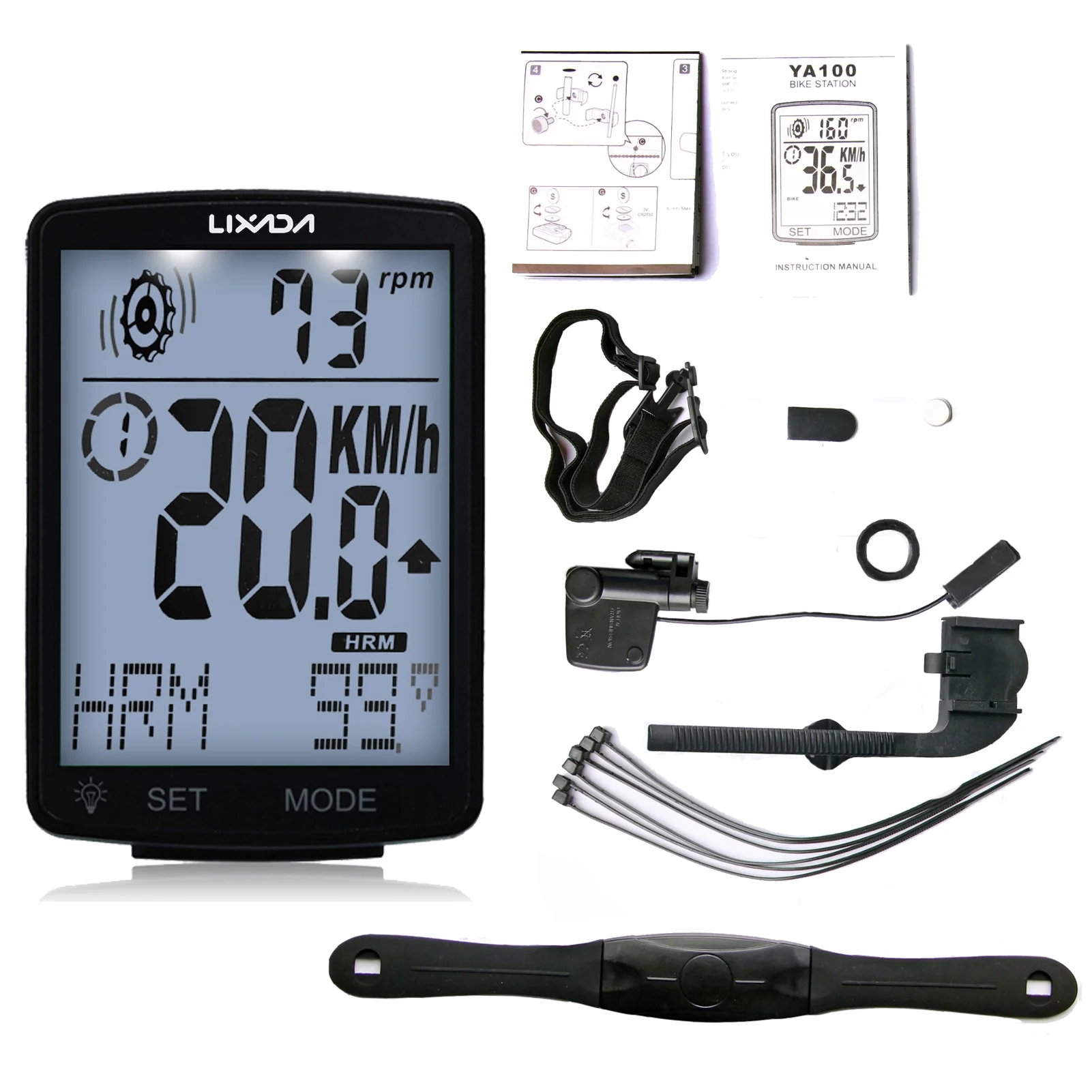 Lixada Bike Computer,Temperature Screen Computer With StopwatchMountain Functional Lcd Screen Wireless Bike Ipx7 Waterproof WithMeasurable Lcd Screen Computer Huiop Siuke