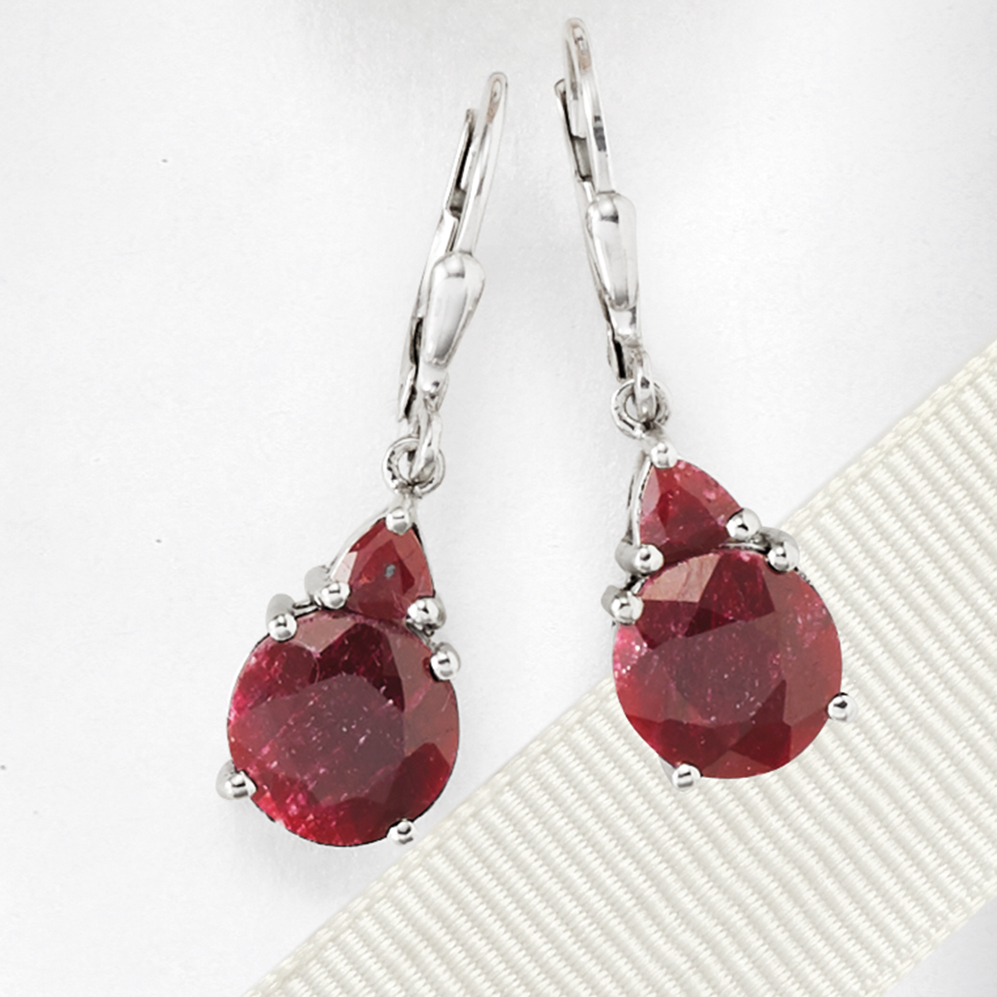Ross-Simons 6.50 ct. t.w. Ruby Drop Earrings in Sterling Silver, Women's, Adult