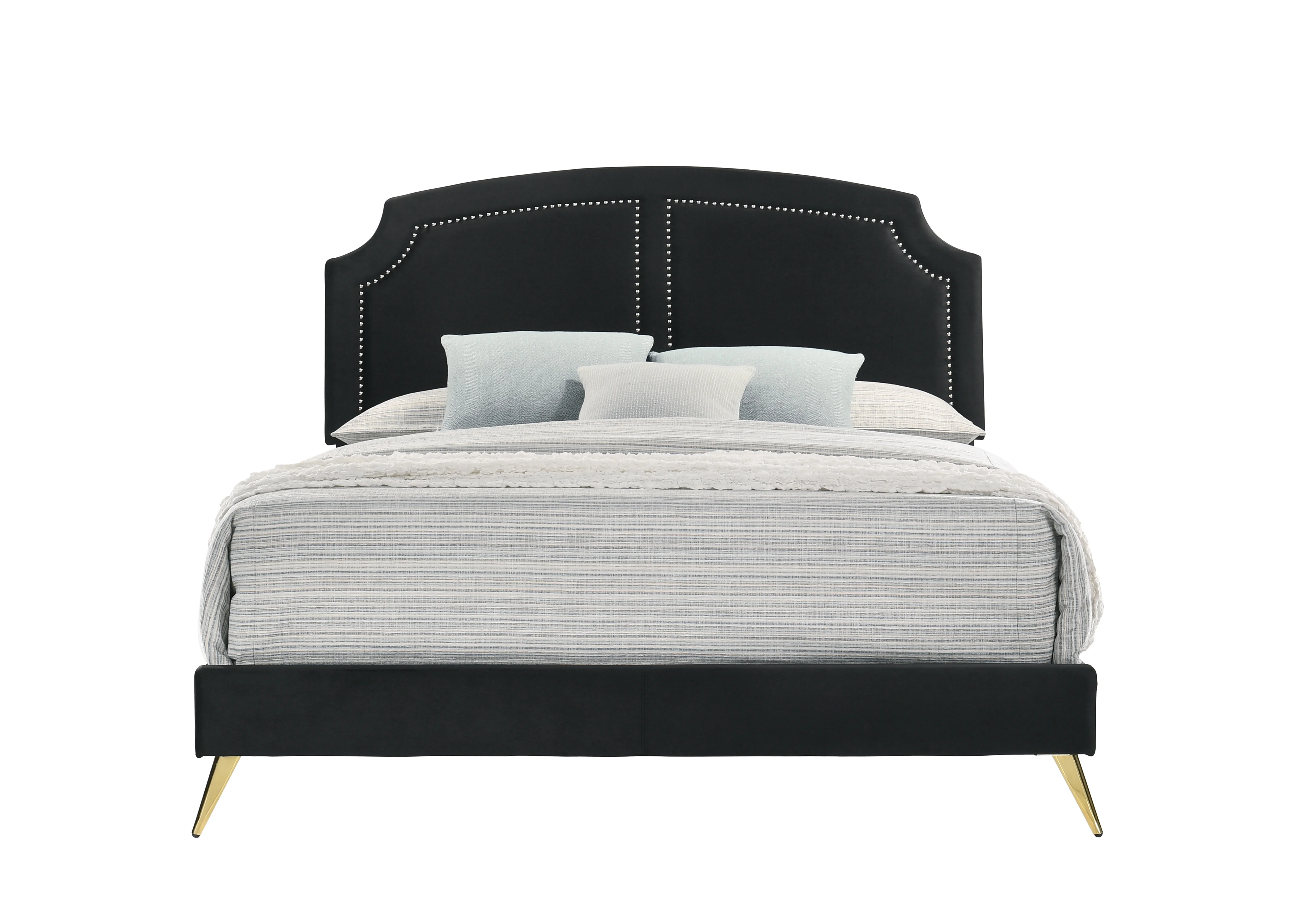 Zeena Eastern King Bed, Black Velvet BD01271EK