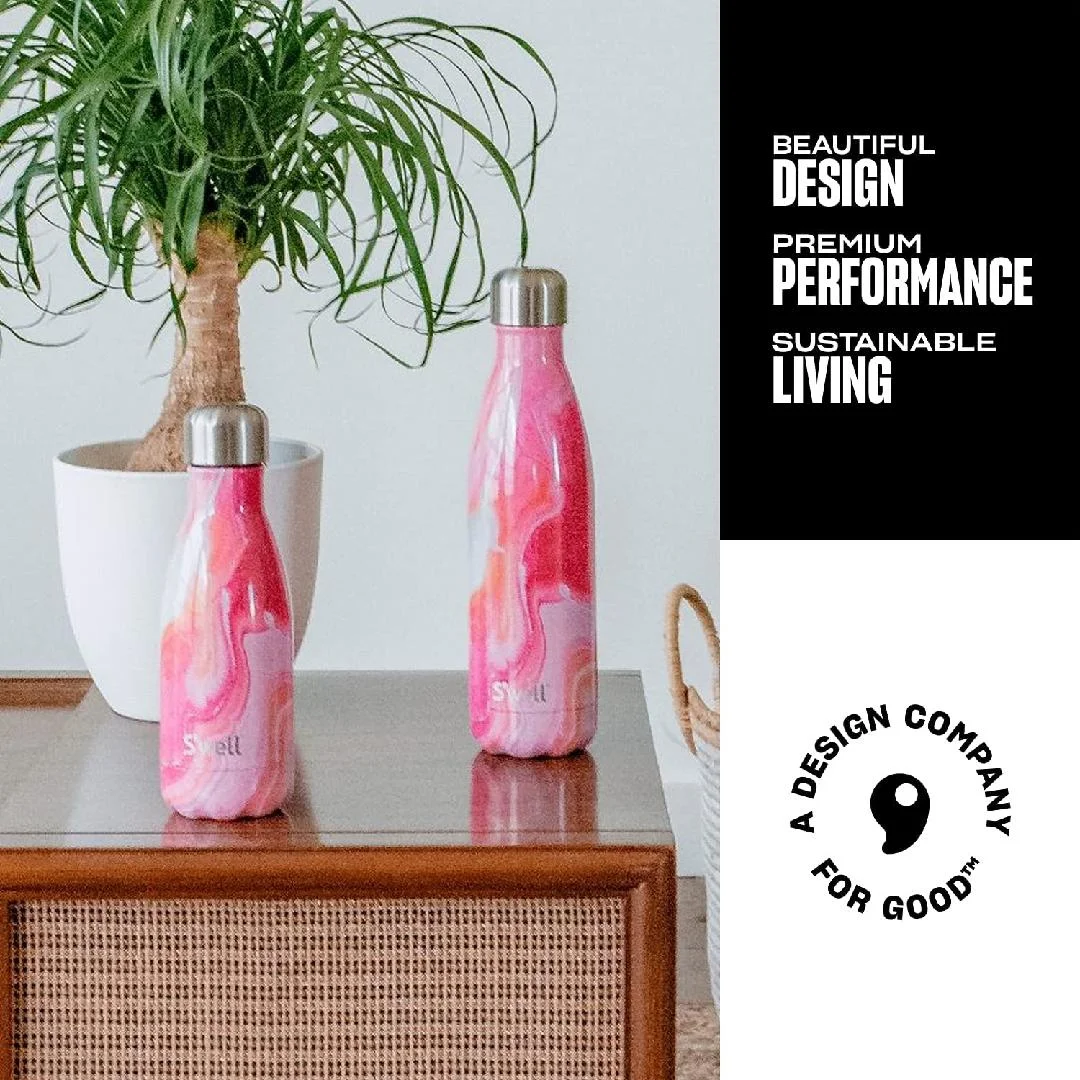 Stainless Steel Water Bottle - 25 Fl Oz - Rose Agate - Triple-Layered Vacuum-Insulated Containers Keeps Drinks Cold for 48 Hours and Hot for 24 - with No Condensation - BPA-Free