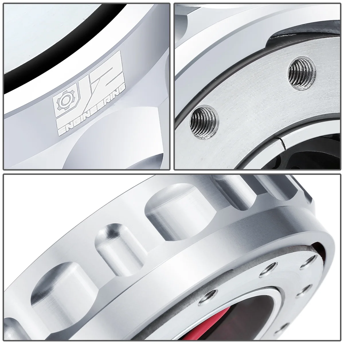 J2 Engineering J2-QR-ZTL-9070-SL Universal Fits 6 Bolt 70 / 74mm Steering Wheel Quick Release Hubs Adapter Silver