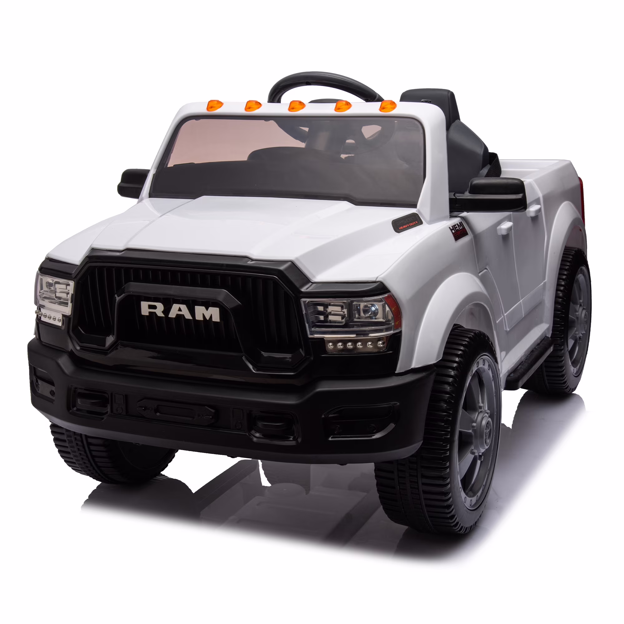 Licensed Dodge RAM 2500 12V Ride On Cars with Remote Control, Kids Electric Ride on Pickup Truck with Music, MP3/USB Port, Cup Holder, Back Storage, Electric Cars for Kids Boys Girls 3-6 Ages, White