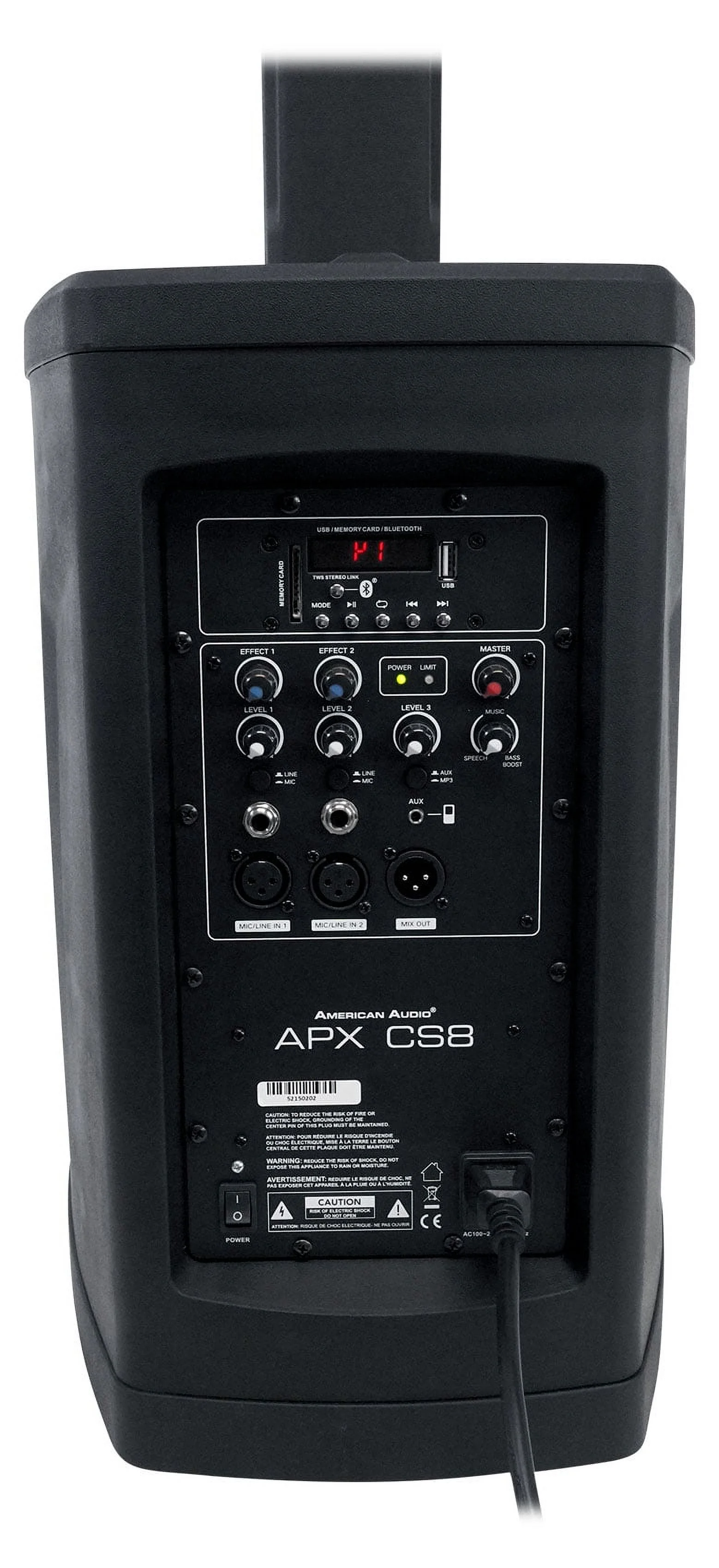 AMERICAN AUDIO APX CS8 Line Array DJ/PA Speaker w/Bluetooth+Sub+2) Wireless Mics