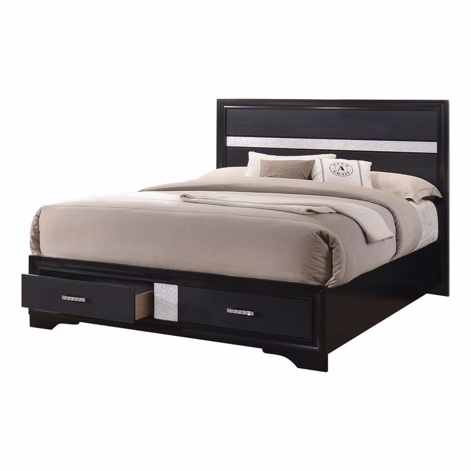 Pemberly Row Contemporary Eastern King 2-drawer Wood Storage Bed Black