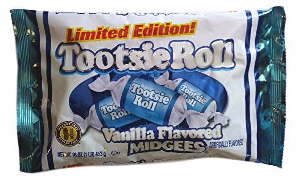 Tootsie Roll Vanilla Flavored Midgees, Limited Edition, (4) 16 Ounce Bags (Total 4 Pounds)