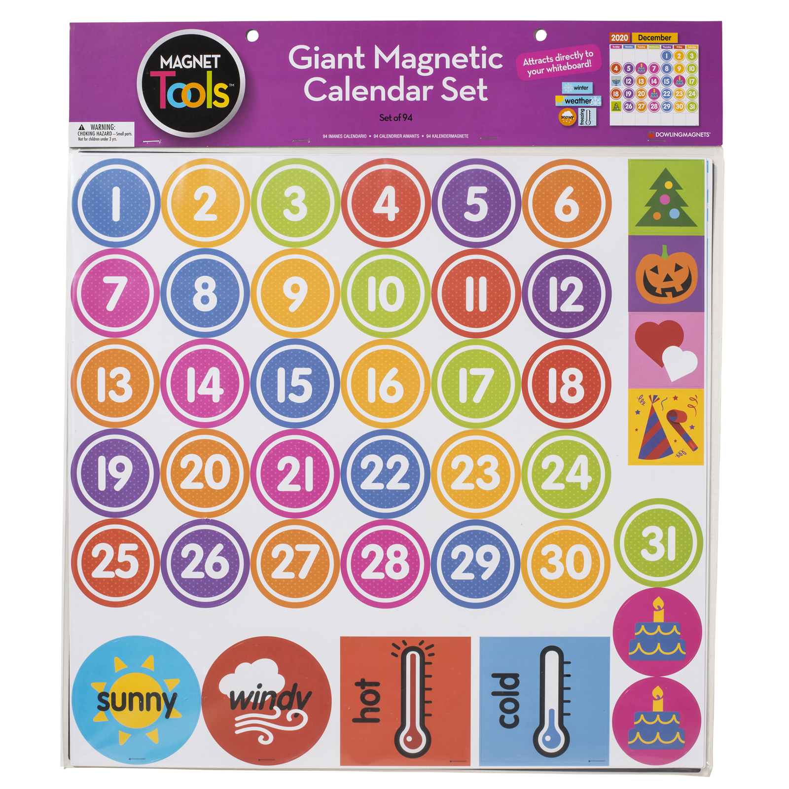 Dowling Magnets Giant Magnetic Calendar Set, 94 Pieces