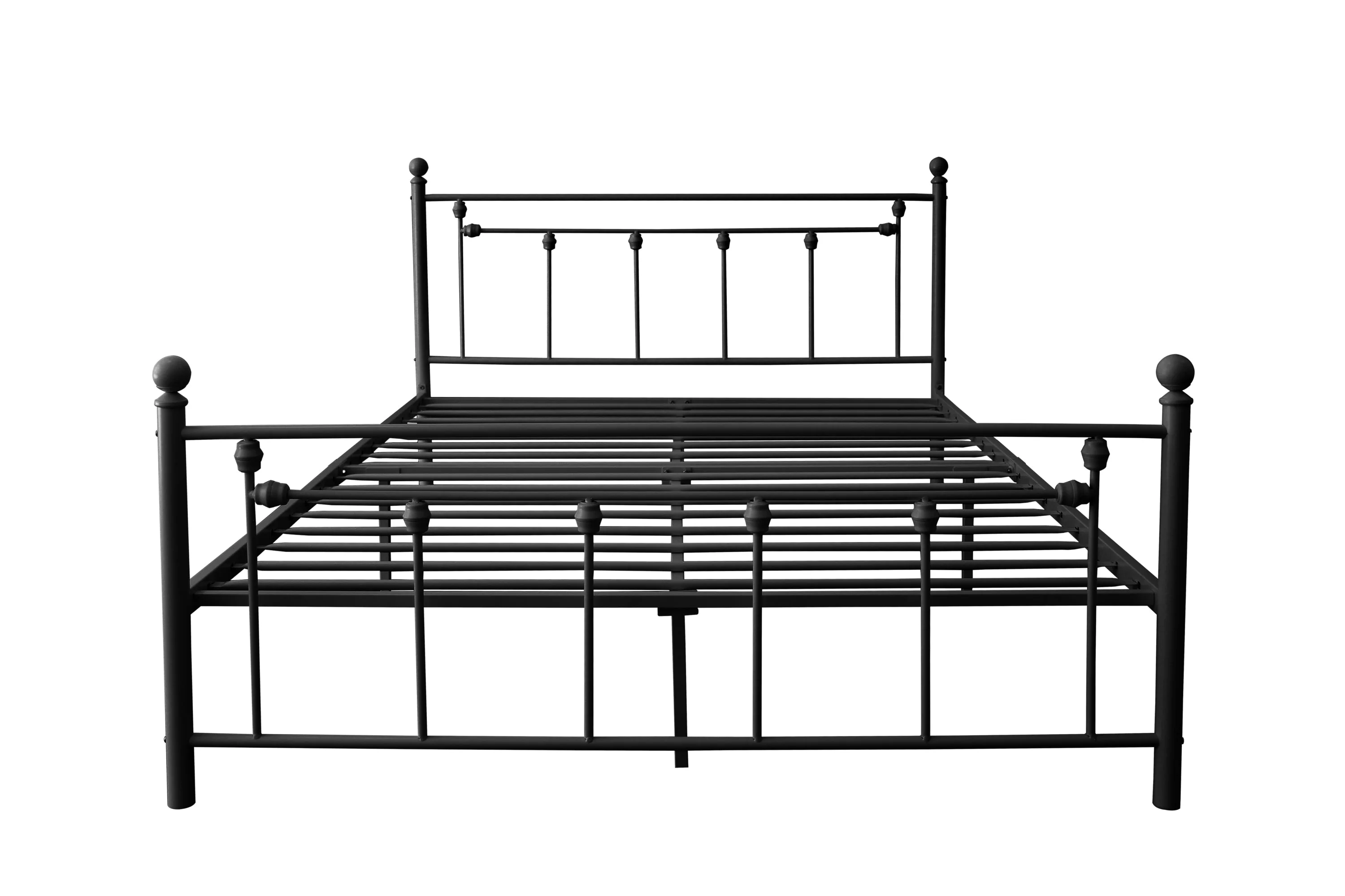 RegalRest Black Metal Bed Frame with Elegant Headboard and Footboard