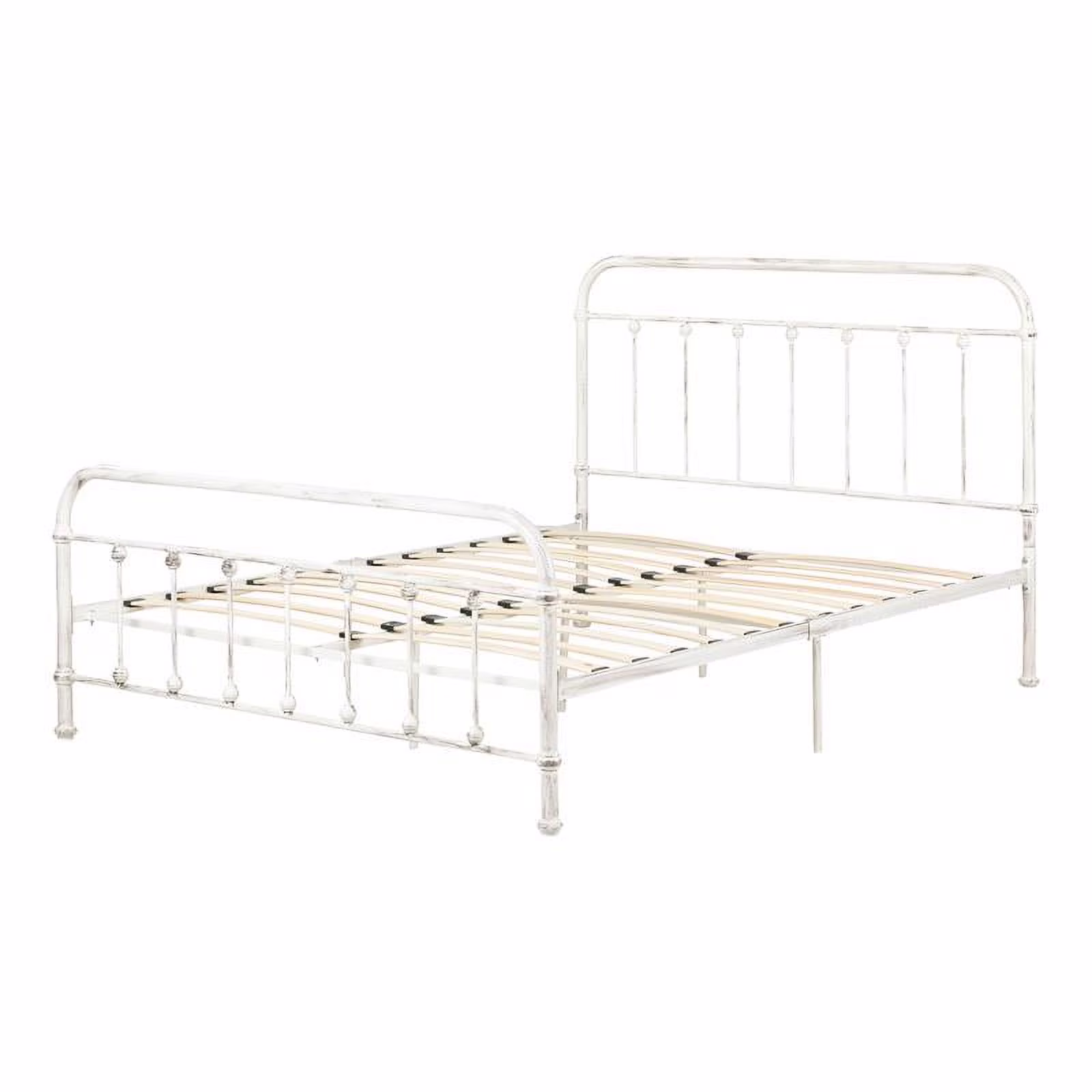 Bowery Hill Traditional Metal Queen Size Platform Bed in White