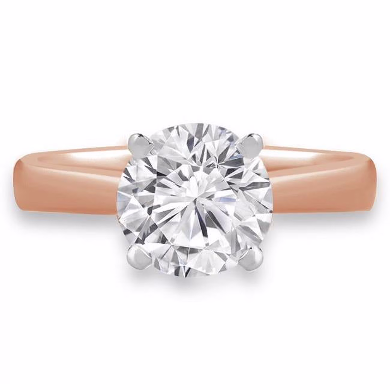Majesty Diamonds  0.38 CT Round Diamond Solitaire Engagement Ring in 14K Rose Gold - Size 4.75