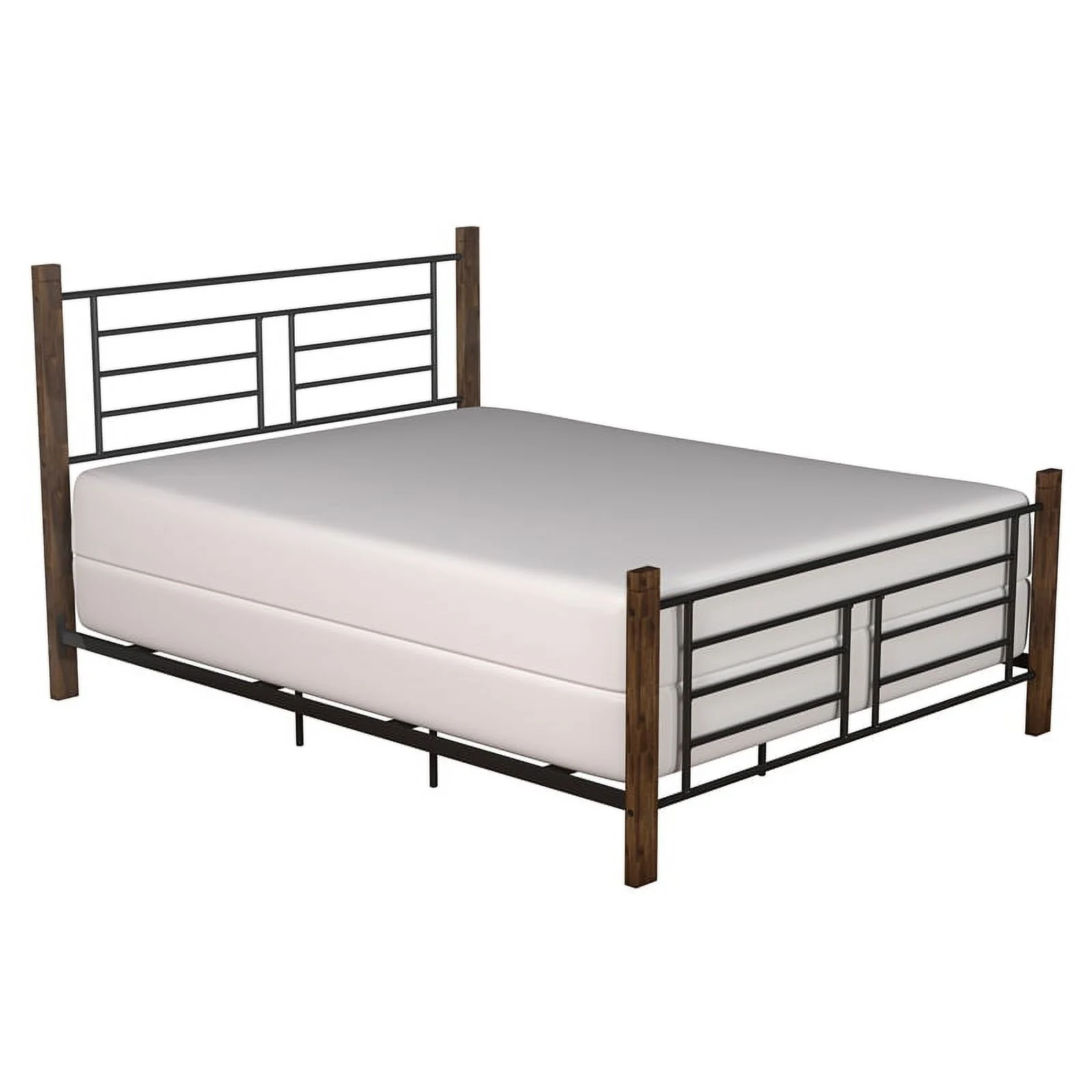 Bowery Hill Traditional Mahogany Metal Queen Bed with Wood Posts and Frame