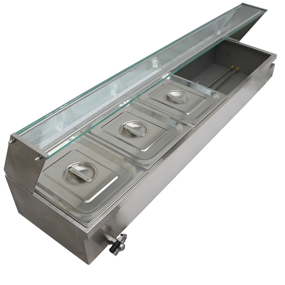 TECHTONGDA Buffet Food Warmer Stainless Steel Bain Marie Buffet Countertop 5 Pan Electric Steam Heater 6