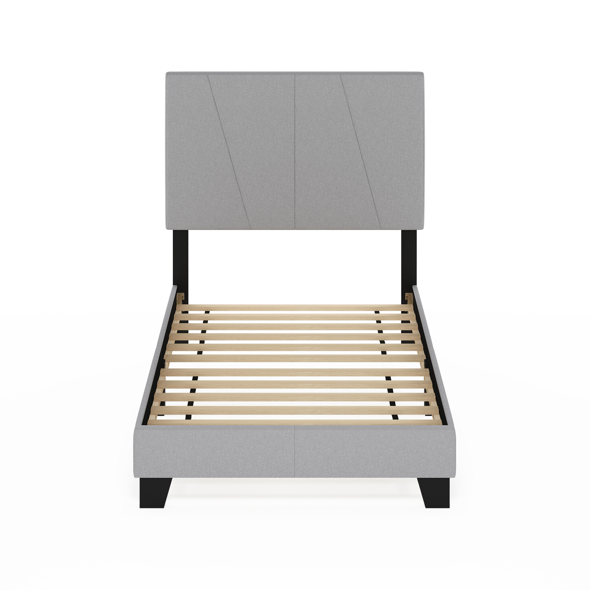 Furinno Lucy Geometric Design Headboard Bedframe, 12PC Slat Style, Glacier, Twin