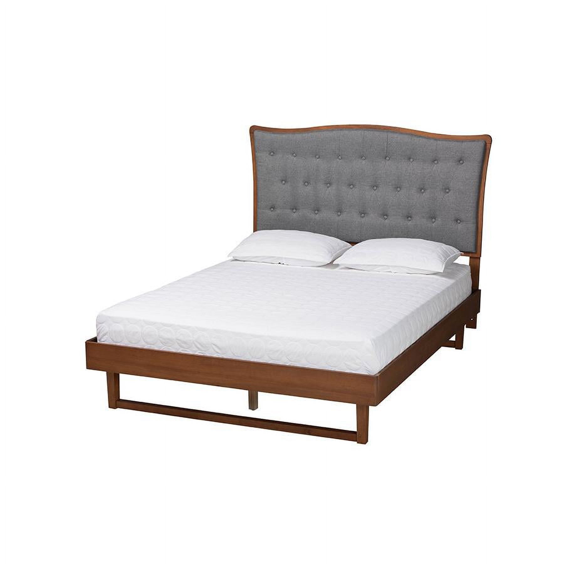 Baxton Studio Sereno Gray Fabric and Walnut Brown Wood Queen Size Platform bed