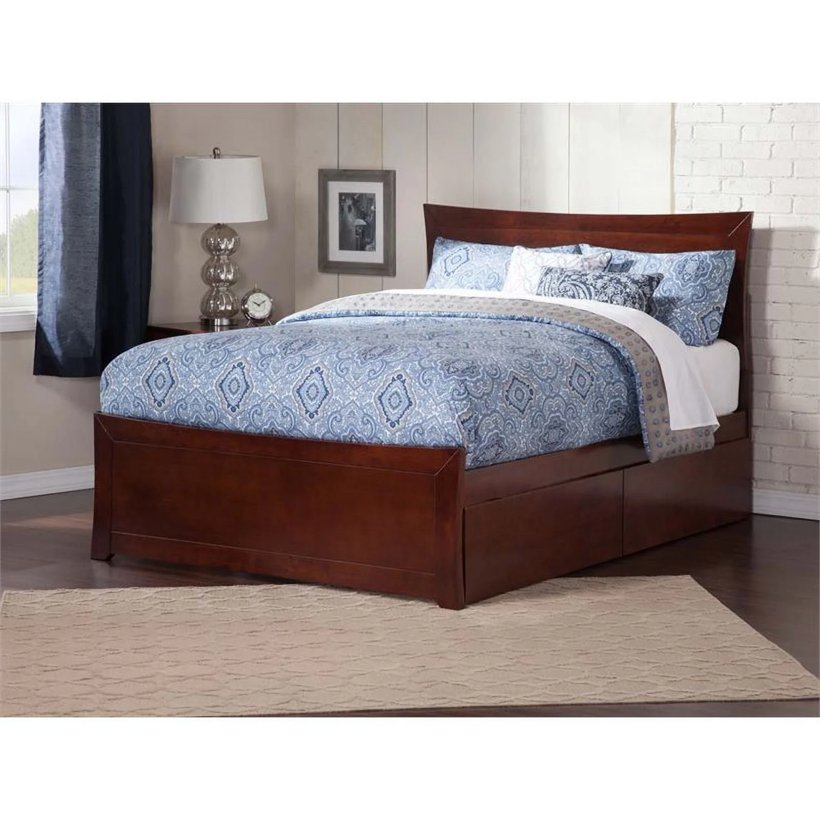 Leo & Lacey Urban Queen Storage Platform Bed in Walnut