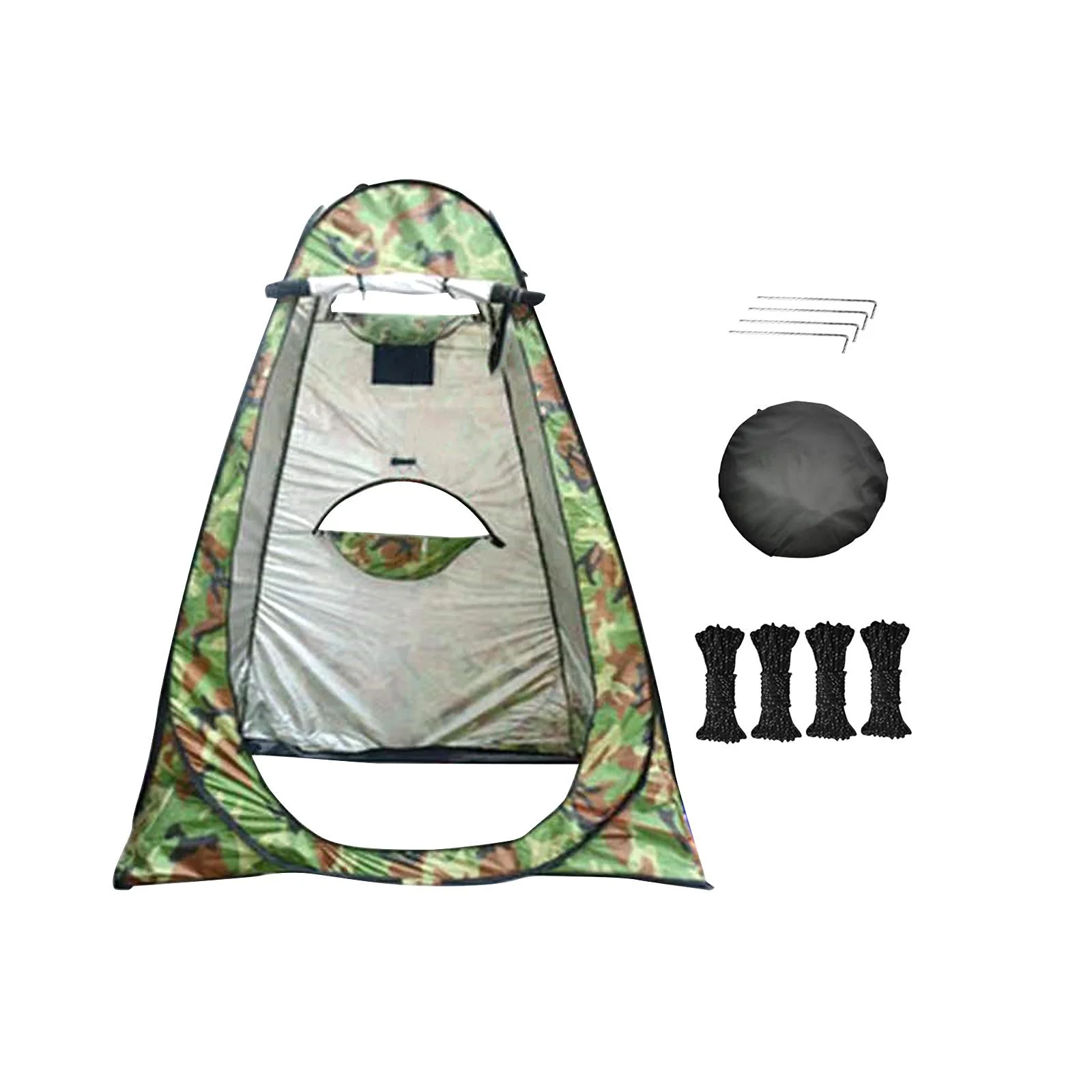 SunniMix Privacy Tent Shelter for Single Person Shower Tent for Camping Hiking Picnic Green Pattern