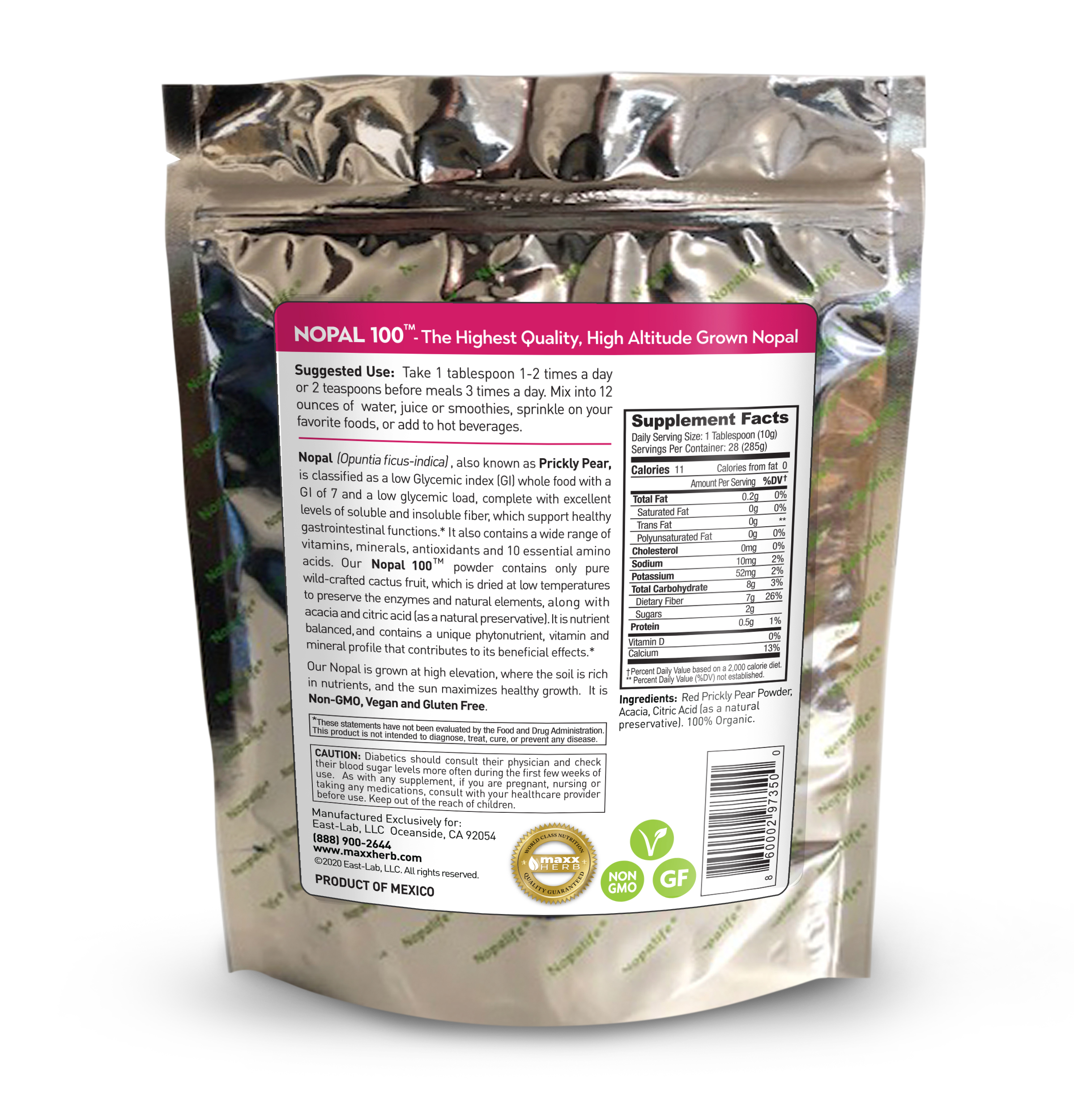 Maxx Herb Red Nopal Cactus Fruit Powder, High in Fiber, 10oz 3 Pack