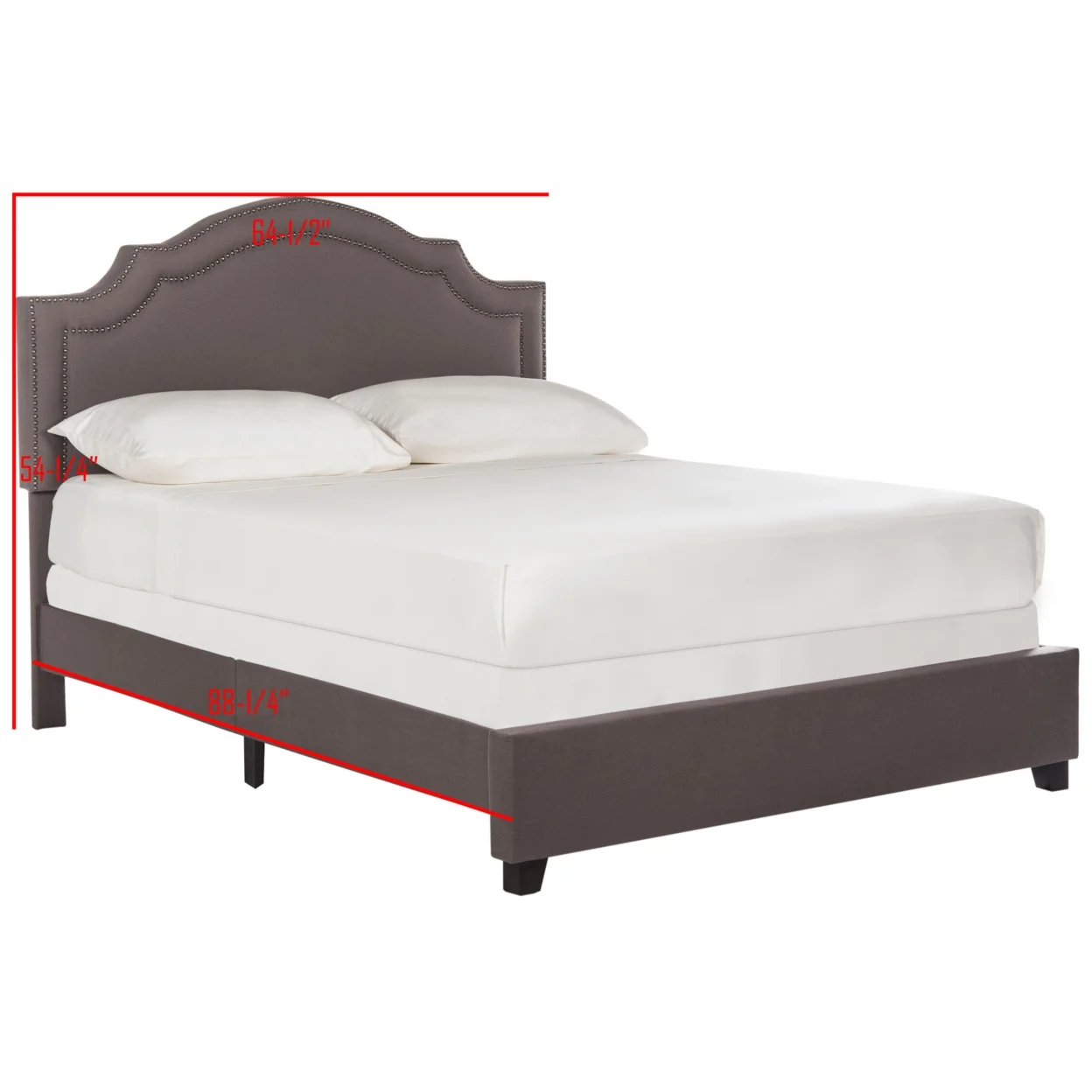 SAFAVIEH Theron Modern Elegant Upholstered Bed Frame with Nail Heads, Twin, Dark Taupe