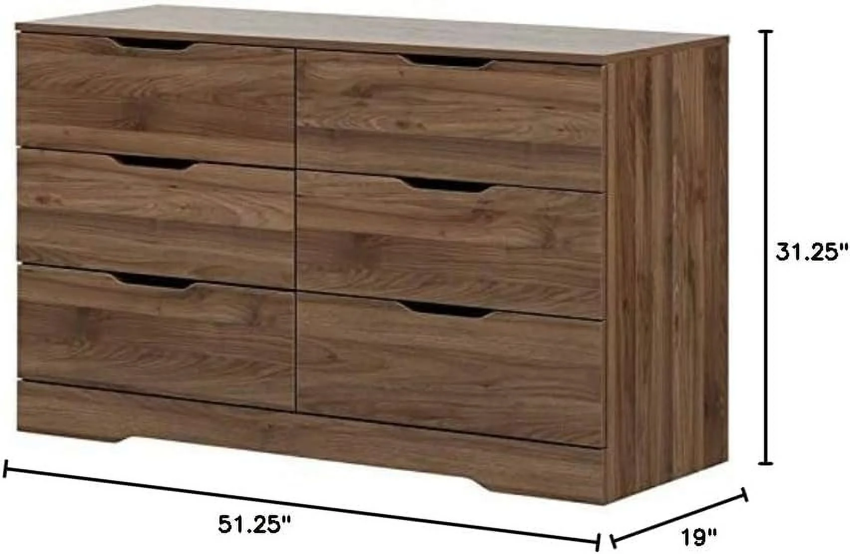 Holland 6-Drawer Double Dresser, Natural Walnut