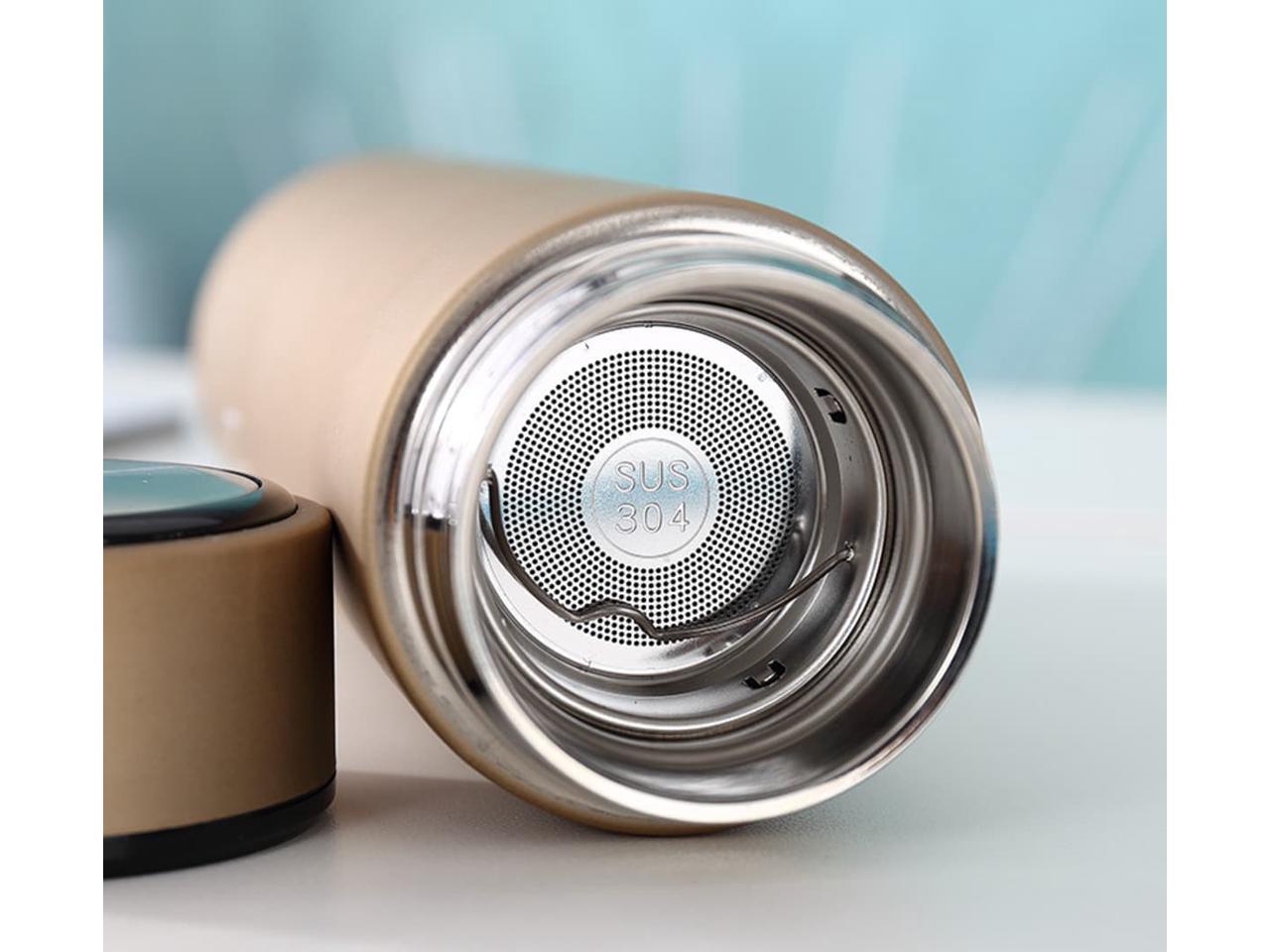 LIFE Vacuum Insulated Stainless Steel Water Bottle Double Walled Thermos with Lanyard Frosted Matte Flask(Gold)