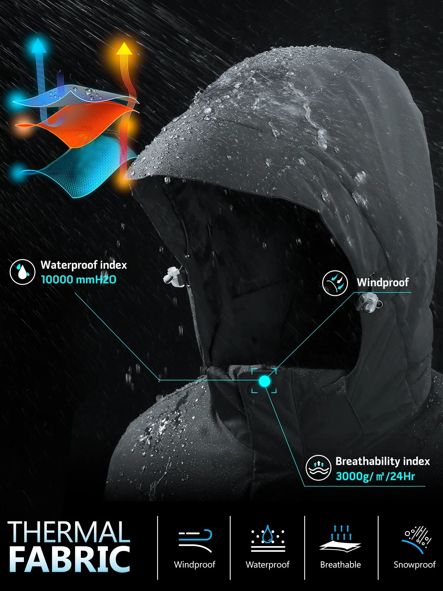 Golden Camel Men's Mountain Snow Waterproof Ski Jacket Windproof Fleece Winter Coat