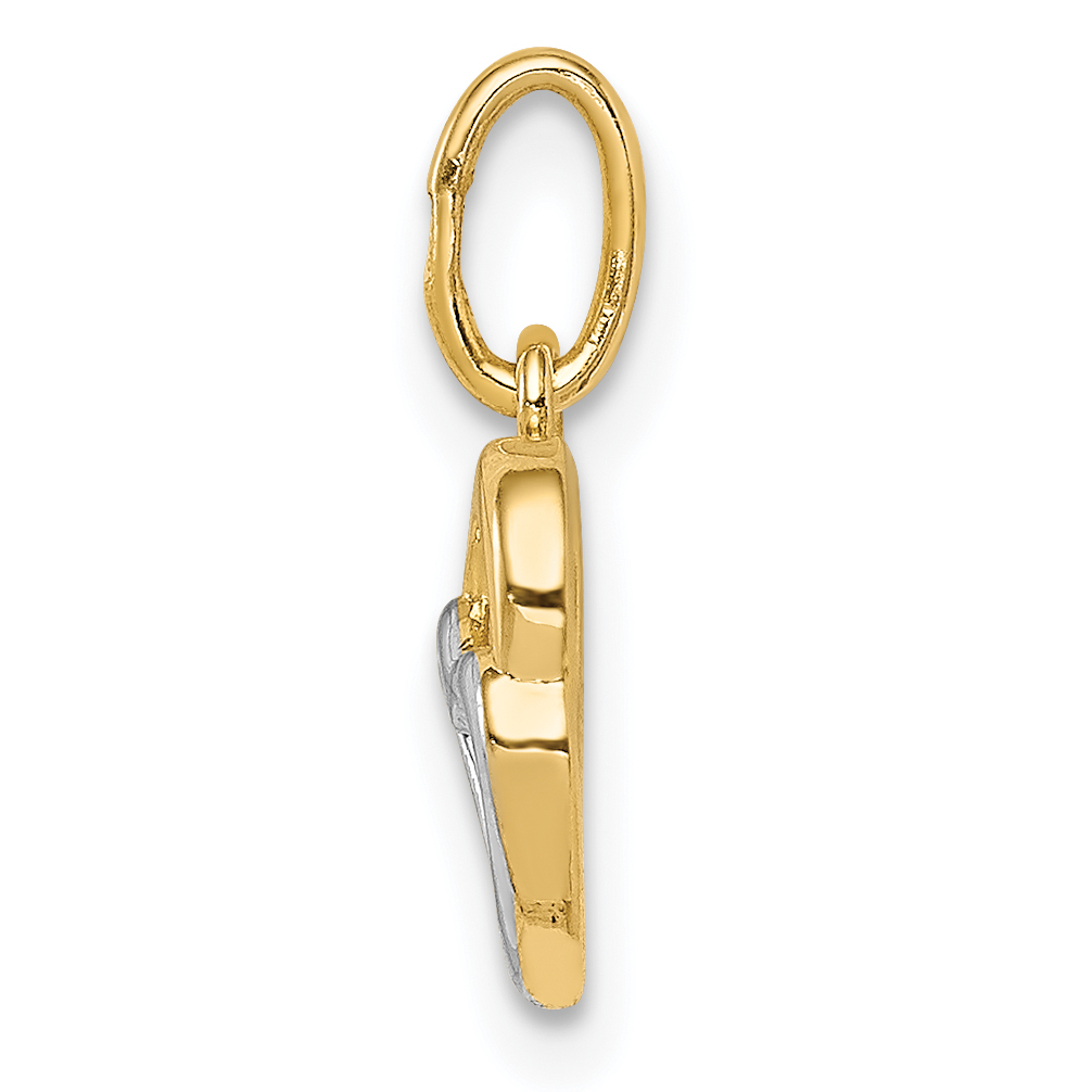 Carat in Karats 14K Two-Tone Gold And Rhodium Polished Hearts Pendant With 14K Yellow Gold Light Weight Rope Chain 16