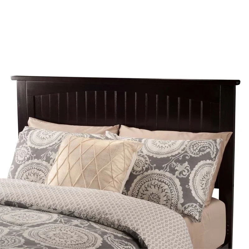 Leo & Lacey Farmhouse Solid Wood Queen Platform Bed w/ USB Charger in Espresso