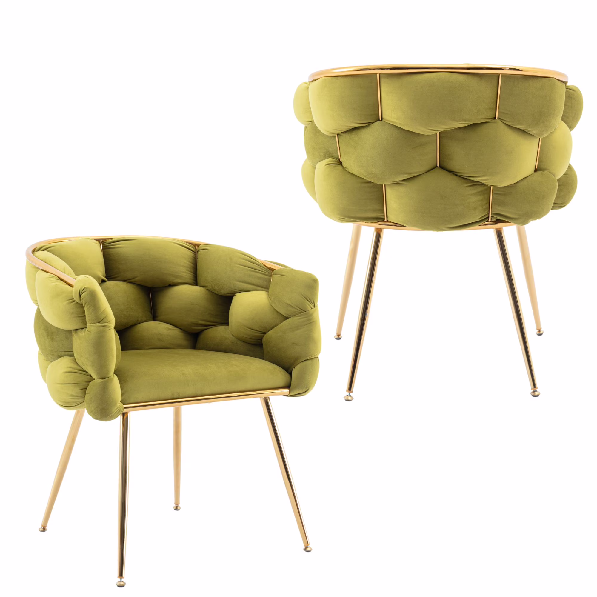 Luxury modern simple leisure velvet single sofa chair bedroom lazy person household dresser stool manicure table back chair olive green set of 2