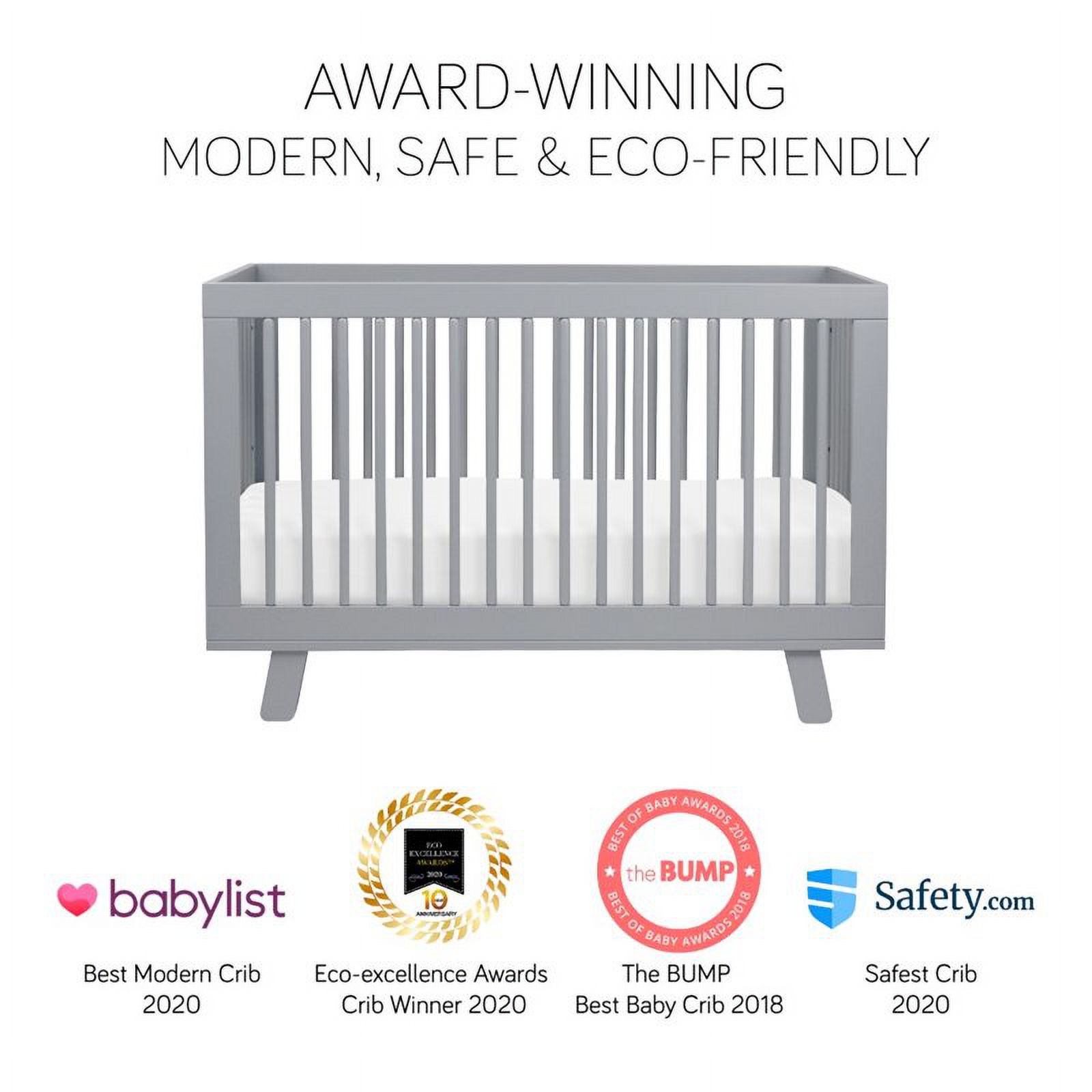 Babyletto Hudson 3-in-1 Convertible Crib with Toddler Rail, Grey