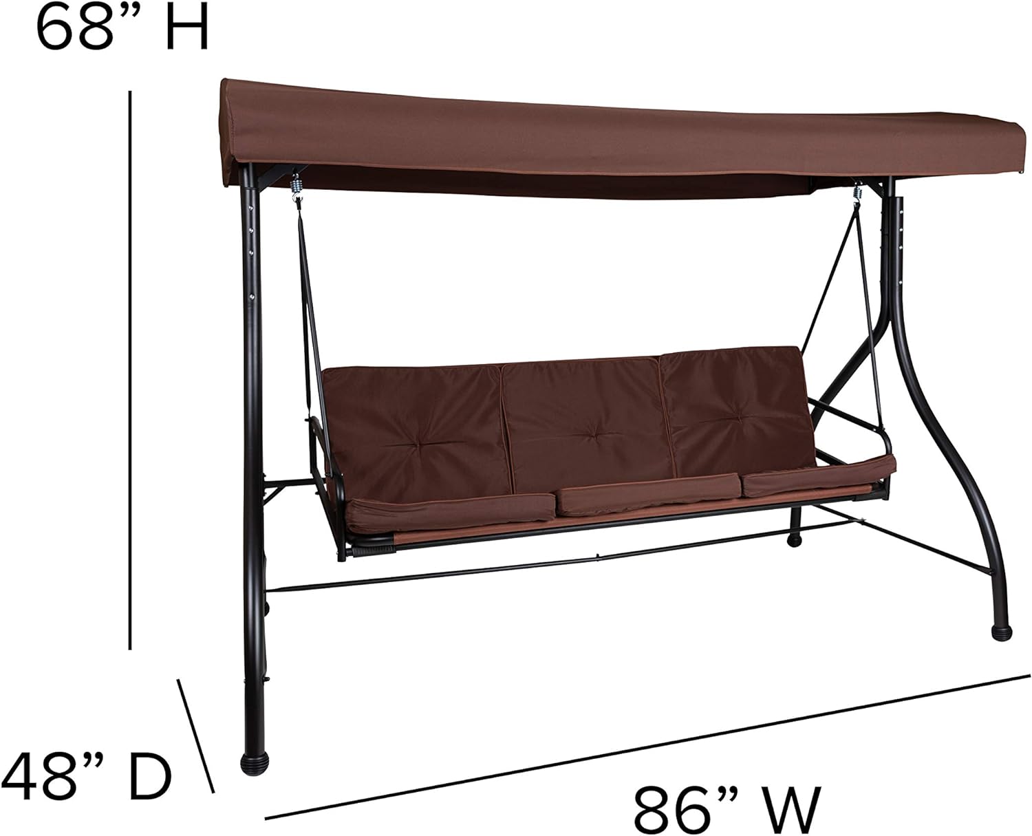 Tellis 3-Seat Outdoor Steel Converting Patio Swing Canopy Hammock With Cushions / Outdoor Swing Bed (Brown)