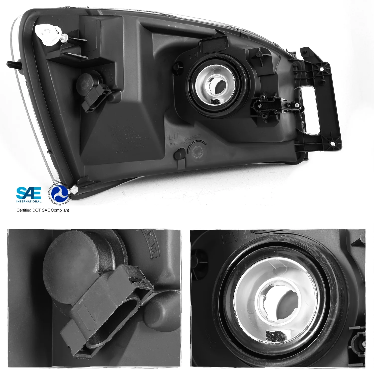 AKKON - For 2006 Dodge Ram Model 1500 2500 3500 Black Crystal Headlights+ Black LED Tail Lights 4Pcs