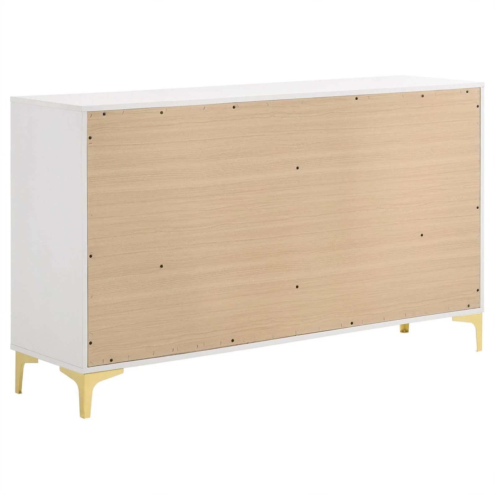 Maklaine Modern 4-piece Wood Queen Bedroom Set in White and Gold