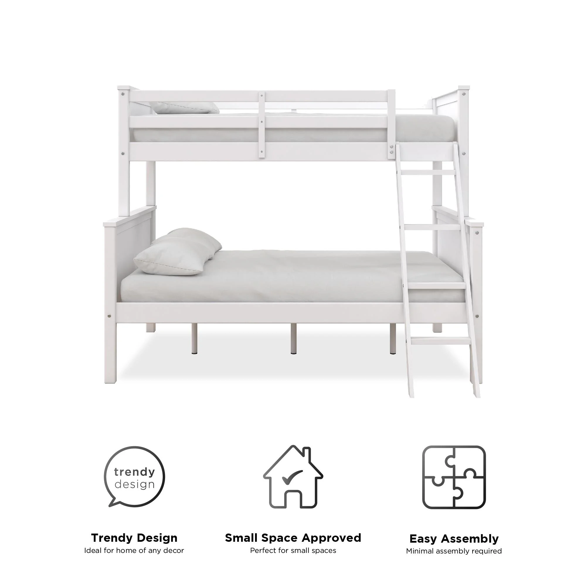 Better Homes & Gardens Ashcreek Twin-over-Full Bunk Bed, White