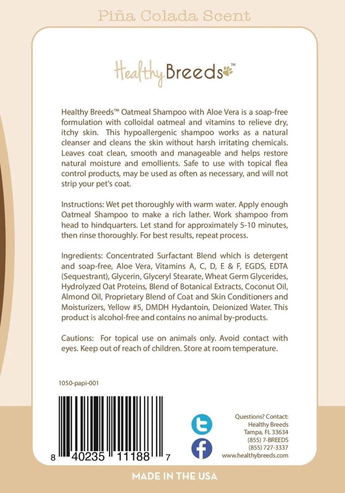 Healthy Breeds Papillon Oatmeal Dog Shampoo with Aloe 16 oz