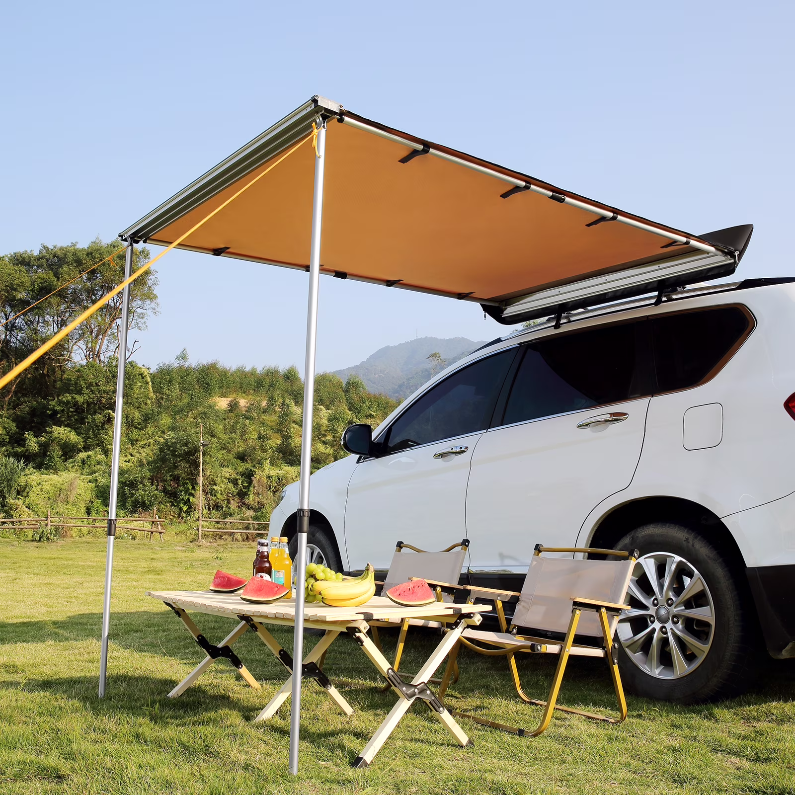 SKYSHALO Vehicle Awning 4.6'x6.6' Shade Coverage Car Side Awning PU3000 mm UV50+