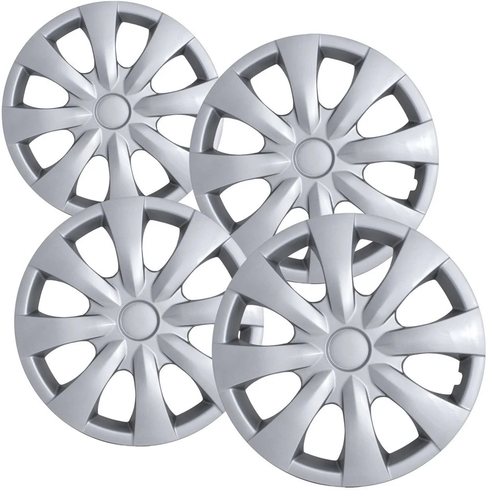 OxGord 15-Inch Wheel Covers for Toyota Corolla, Silver (Pack of 4)