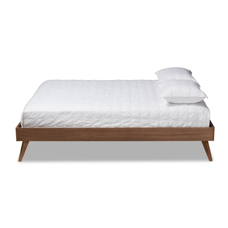 Bowery Hill Mid-Century Wood King Platform Bed in Walnut Brown