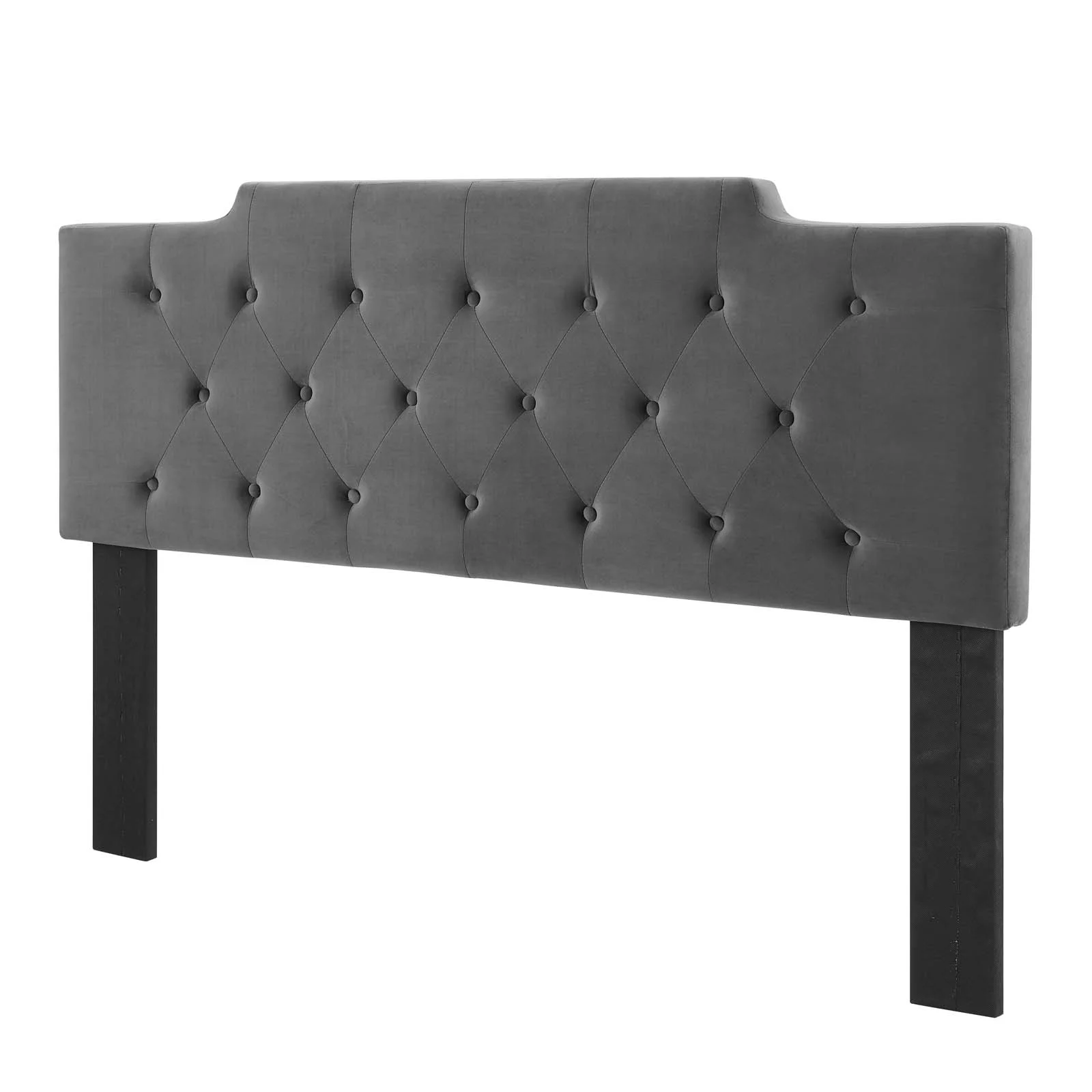 Tufted Headboard, Full Queen Size, Velvet, Dark Grey Gray, Modern Contemporary Urban Design, Bedroom Master Guest Suite