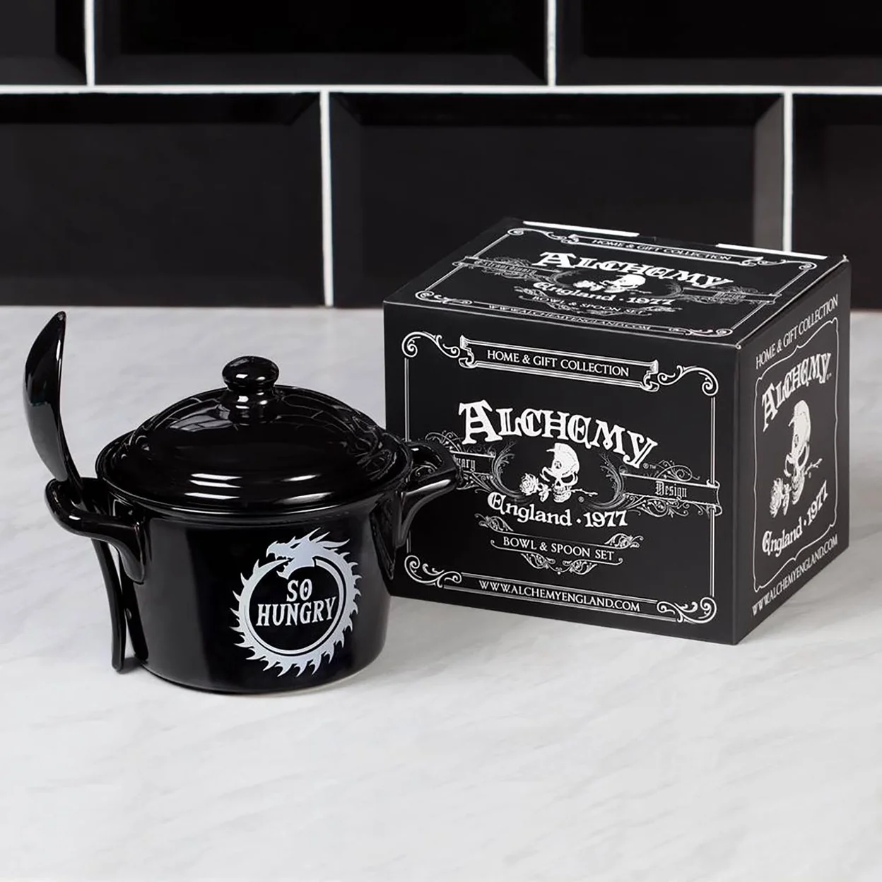 The Vault So Hungry Bowl and Spoon Set, Fine Bone China