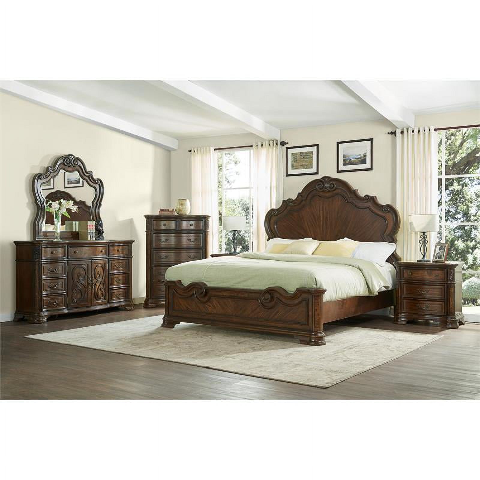 Royale Brown Cherry Queen Bed