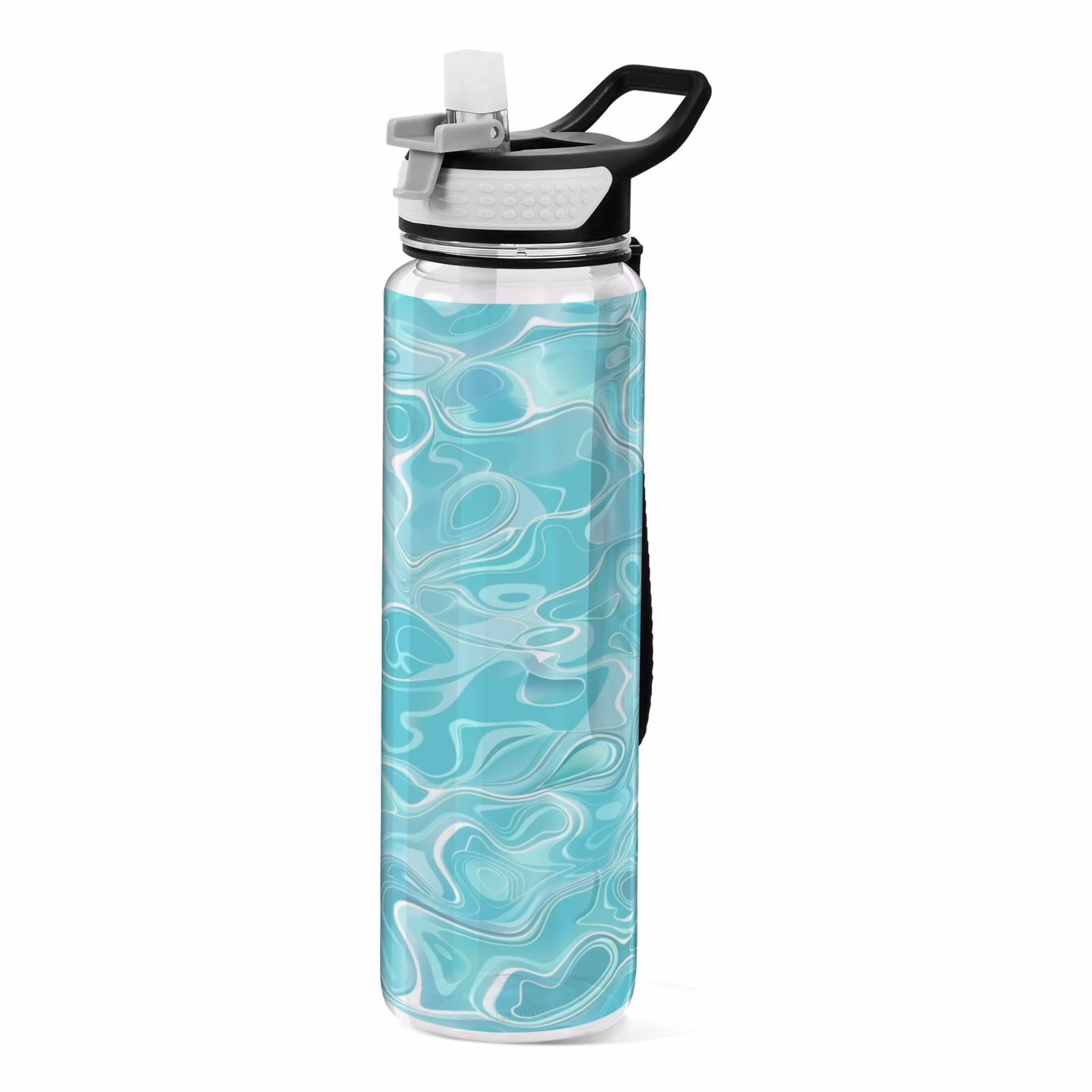 Blue Wave 32oz Sports Water Bottles Leakproof Tritan Bottle with Straw BPA Free Clear Bottle for Fitness Gym Outdoor Cycling