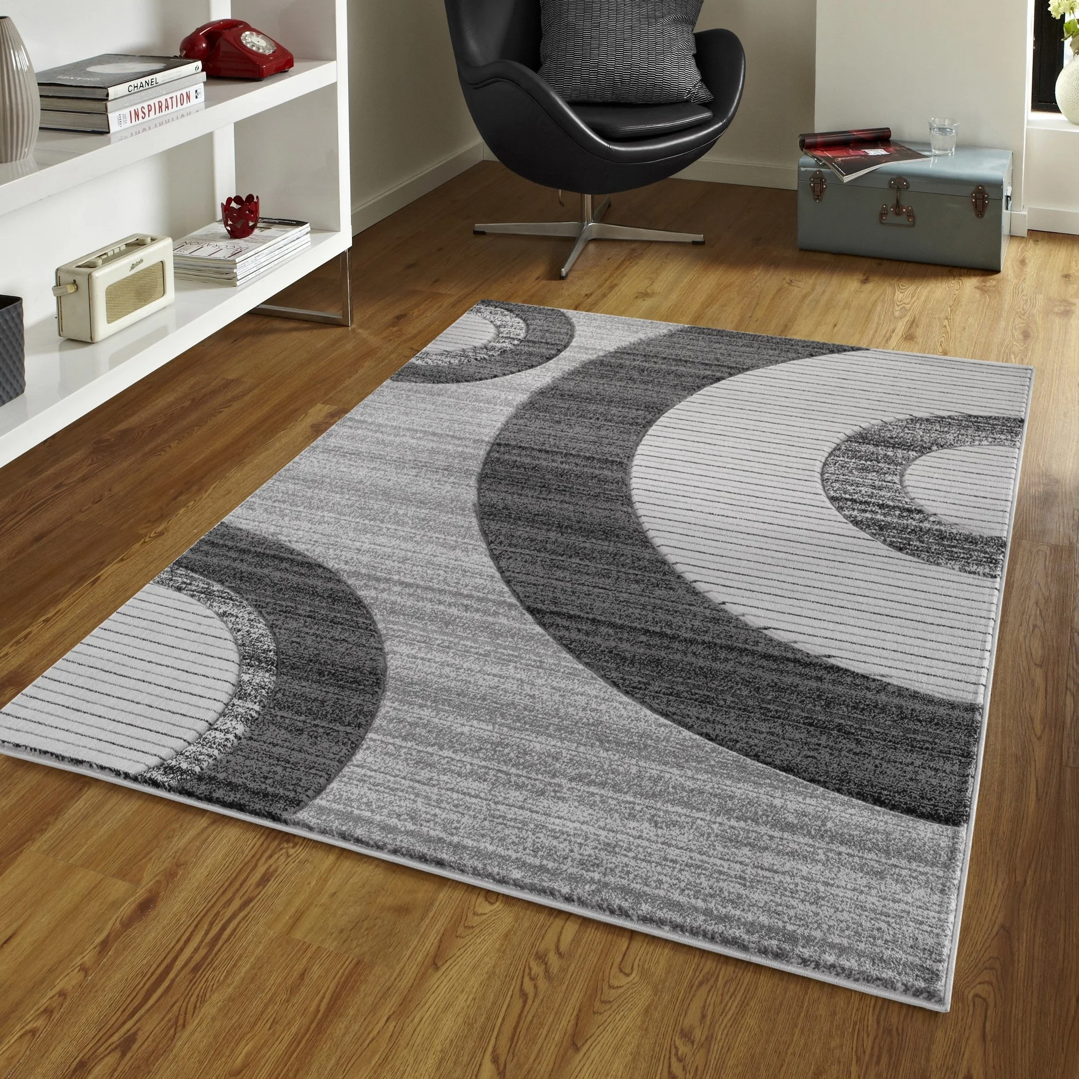 MDA Rug Imports Glamour Collection Geometric Polypropylene Area Rug Grey/Black 8'1'' X 10'5'' 8' x 10' Black Rectangle