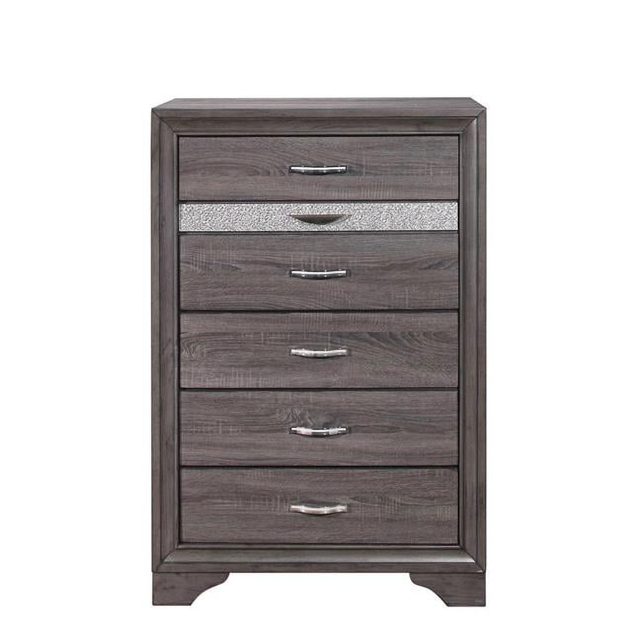 HomeRoots 478646 52 x 35 x 17 in. Gray Manufactured Wood Six Drawers Standard Chest