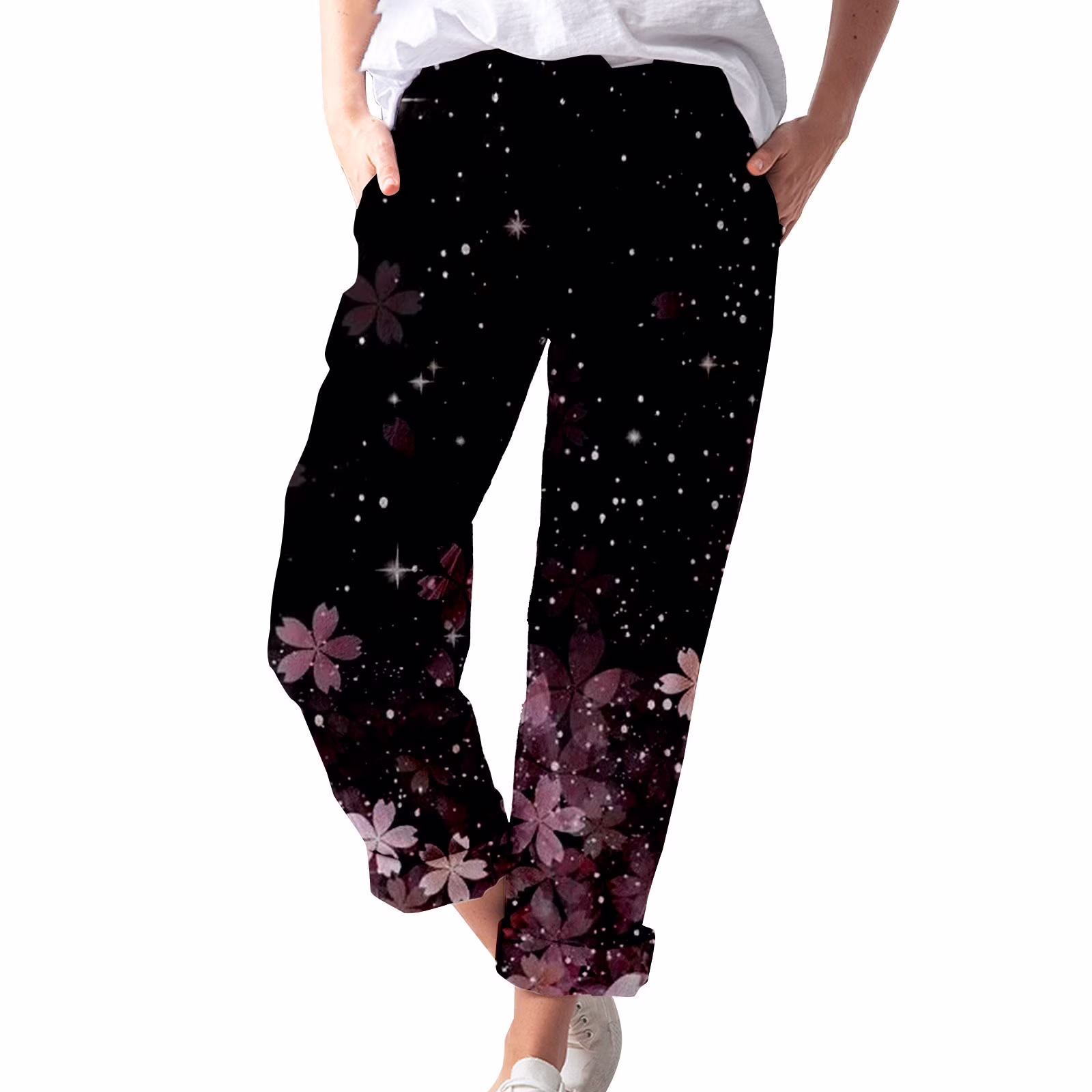 Akiihool Women Pants Casual Work Women's Cargo Capri Pants Hiking Cropped Pants Lightweight Quick Dry Joggers Workout Casual Outdoor Shorts (Hot Pink,XL)